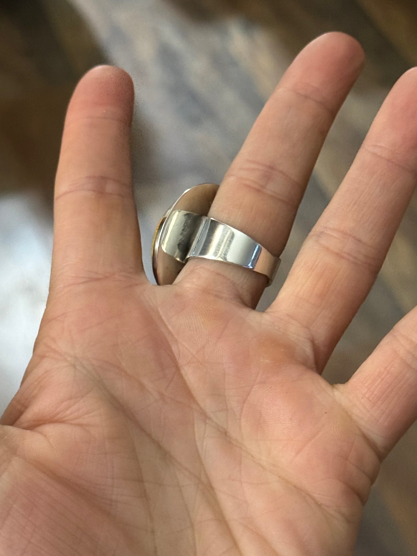 8.5 Circle Bumblebee Jasper Ring by Marie Jackson, Navajo