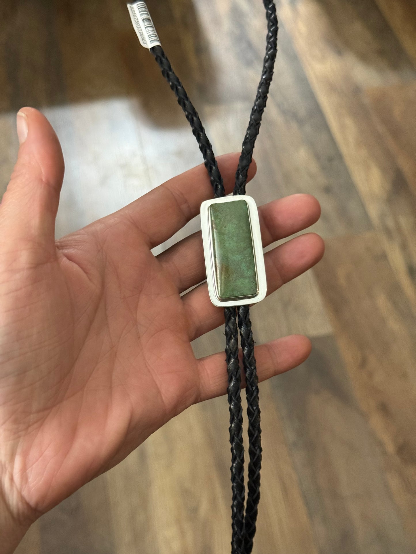 Rectangle Royston Turquoise Bolo Tie by Marie Jackson, Navajo