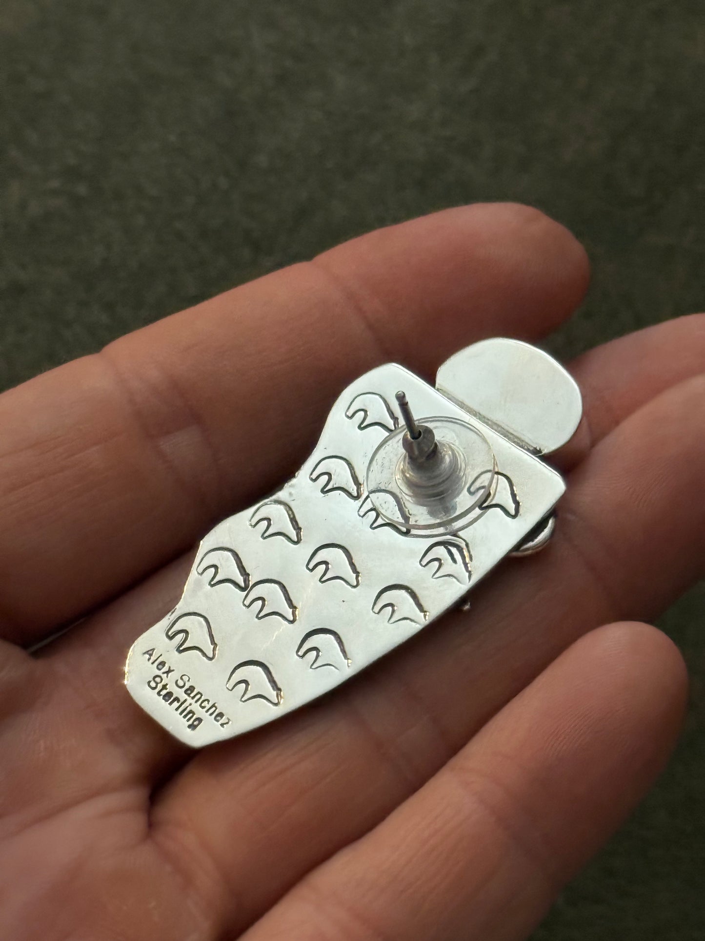 Petroglyph Earrings with Kingman Web Turquoise by Alex Sanchez, Navajo