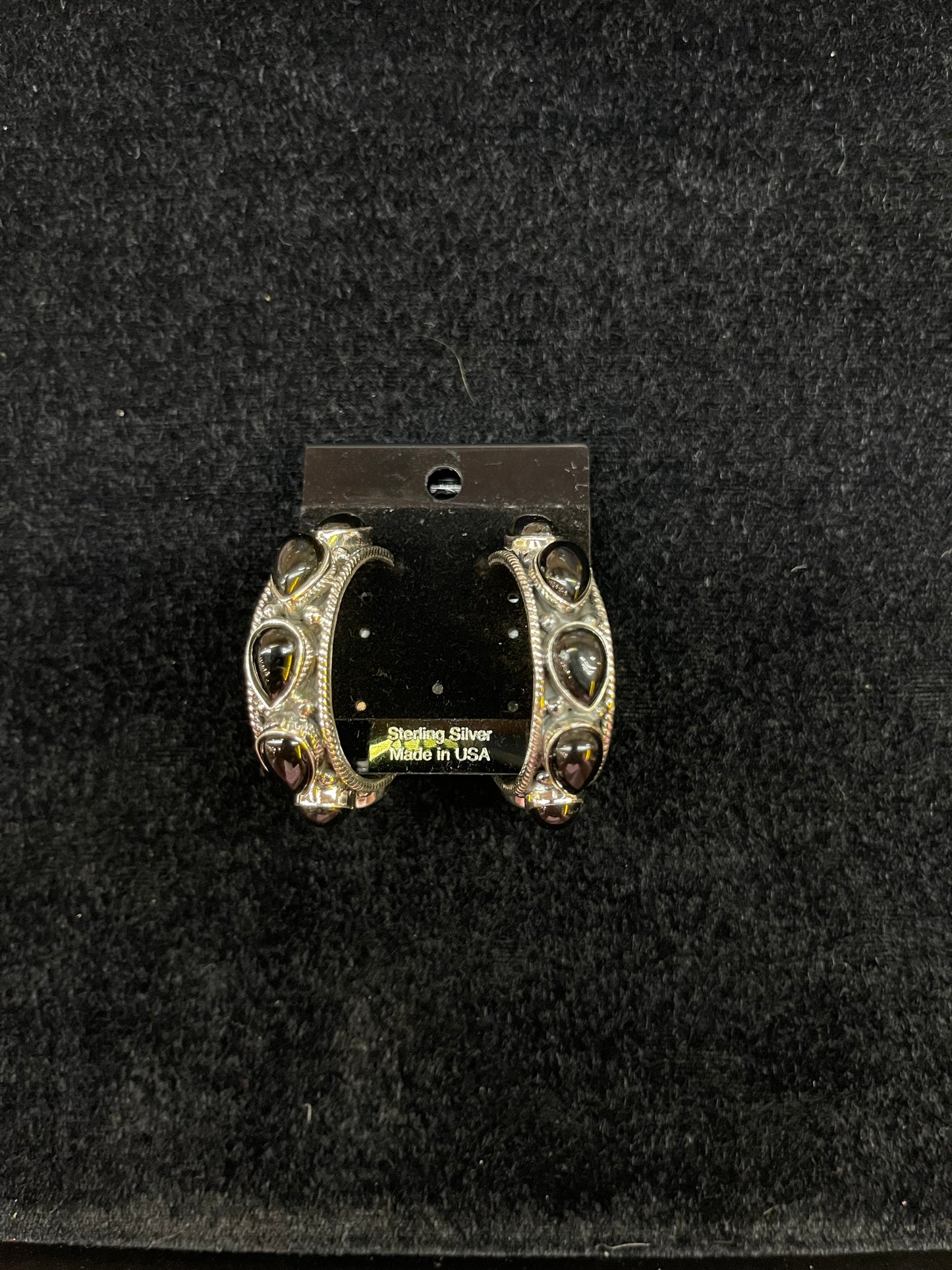 Black Onyx Hoop Earrings