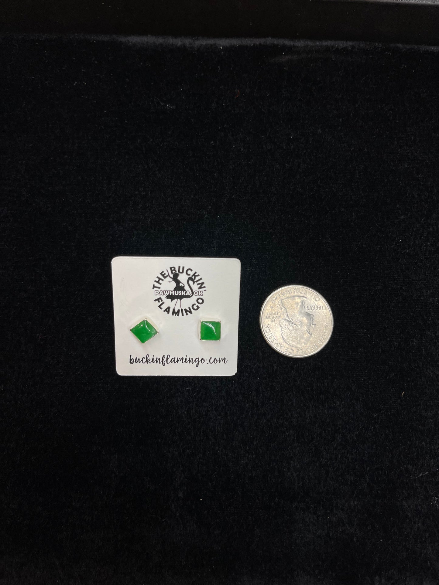 Jade 7 mm Square Post Earrings