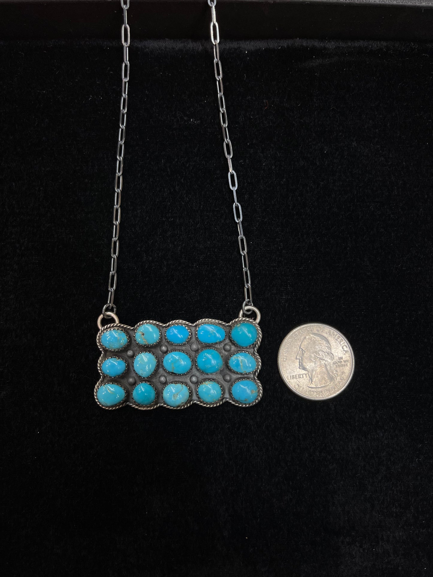 20” Natural Sleeping Beauty Turquoise Necklace w/ Sawtooth edge