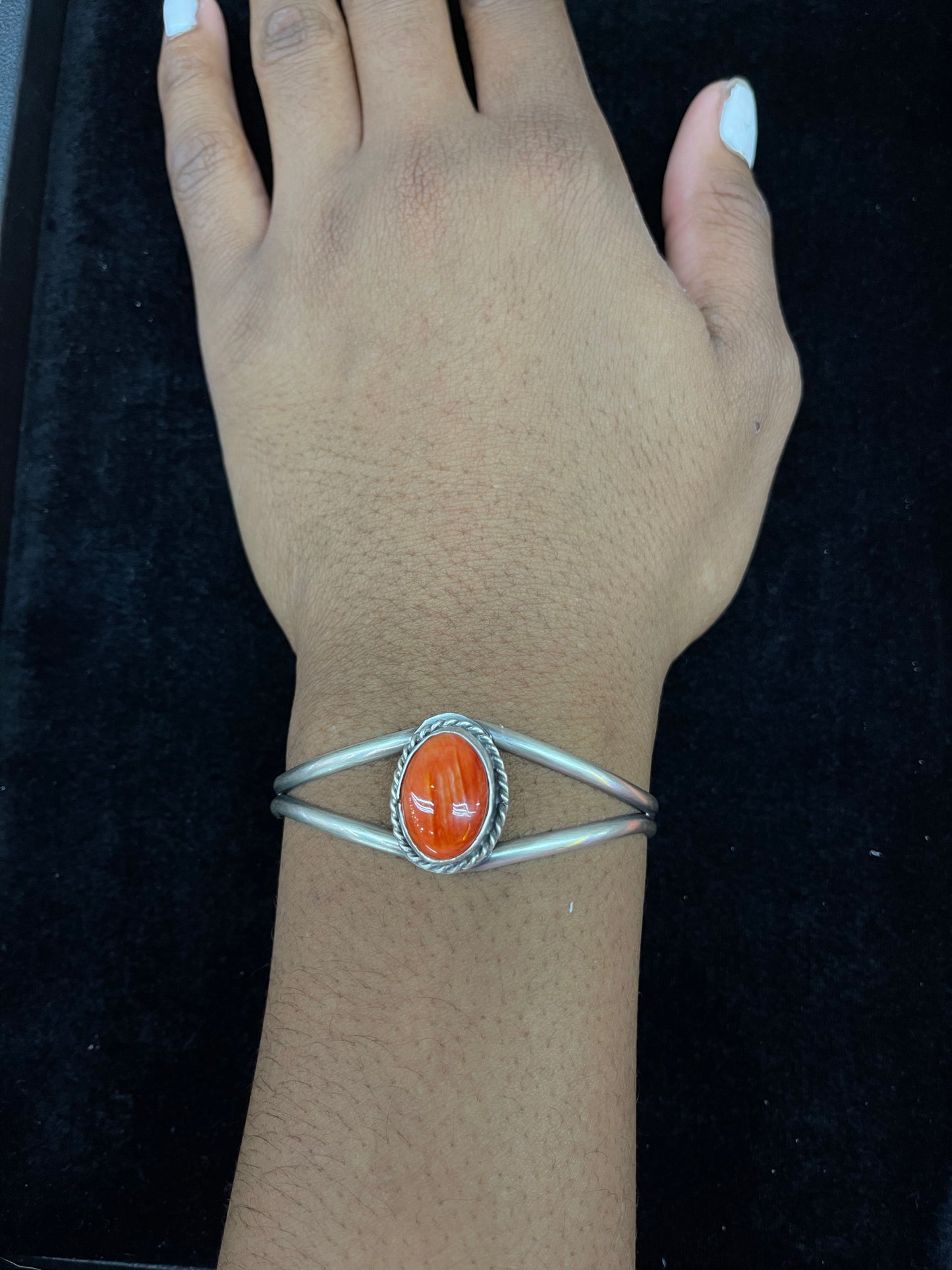 5 3/4”- 6 3/4” Spiny Oyster Shell Cuff by Boyd J. Ashley, Navajo