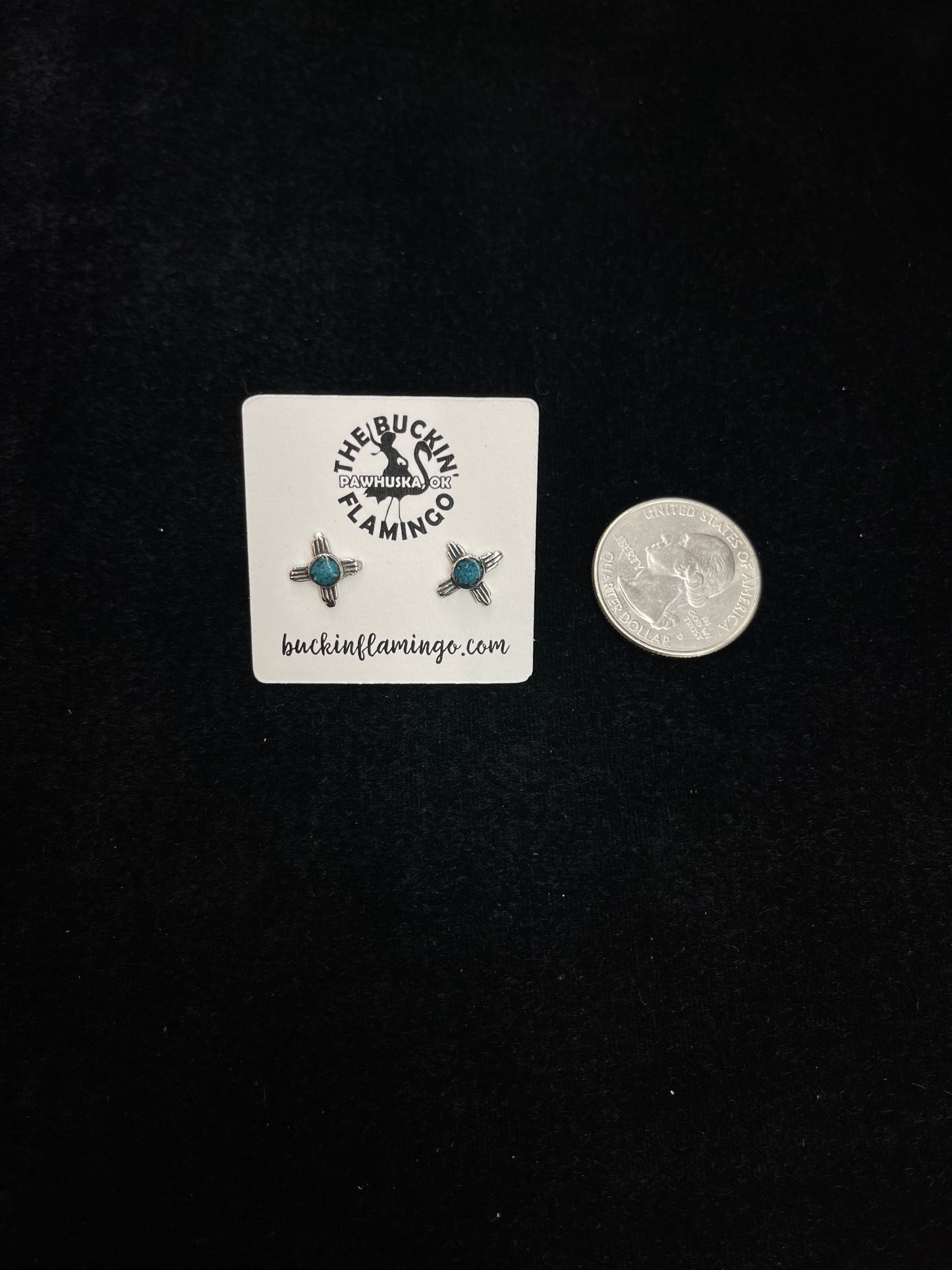 Zia 10 mm Symbol Chip Inlay Turquoise Earrings