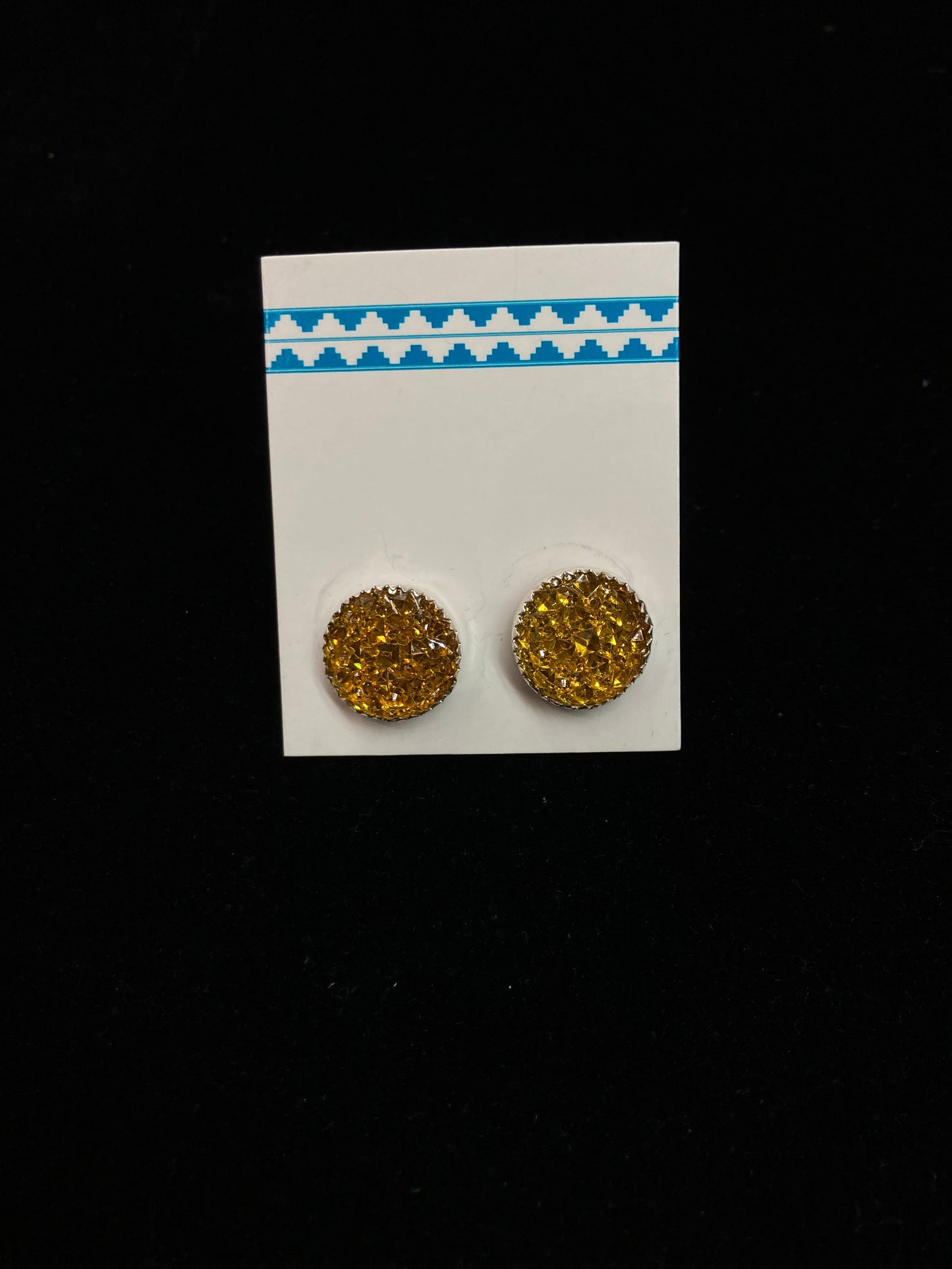Yellow Acrylic Stone Post Earrings by Christina Jackson, Navajo
