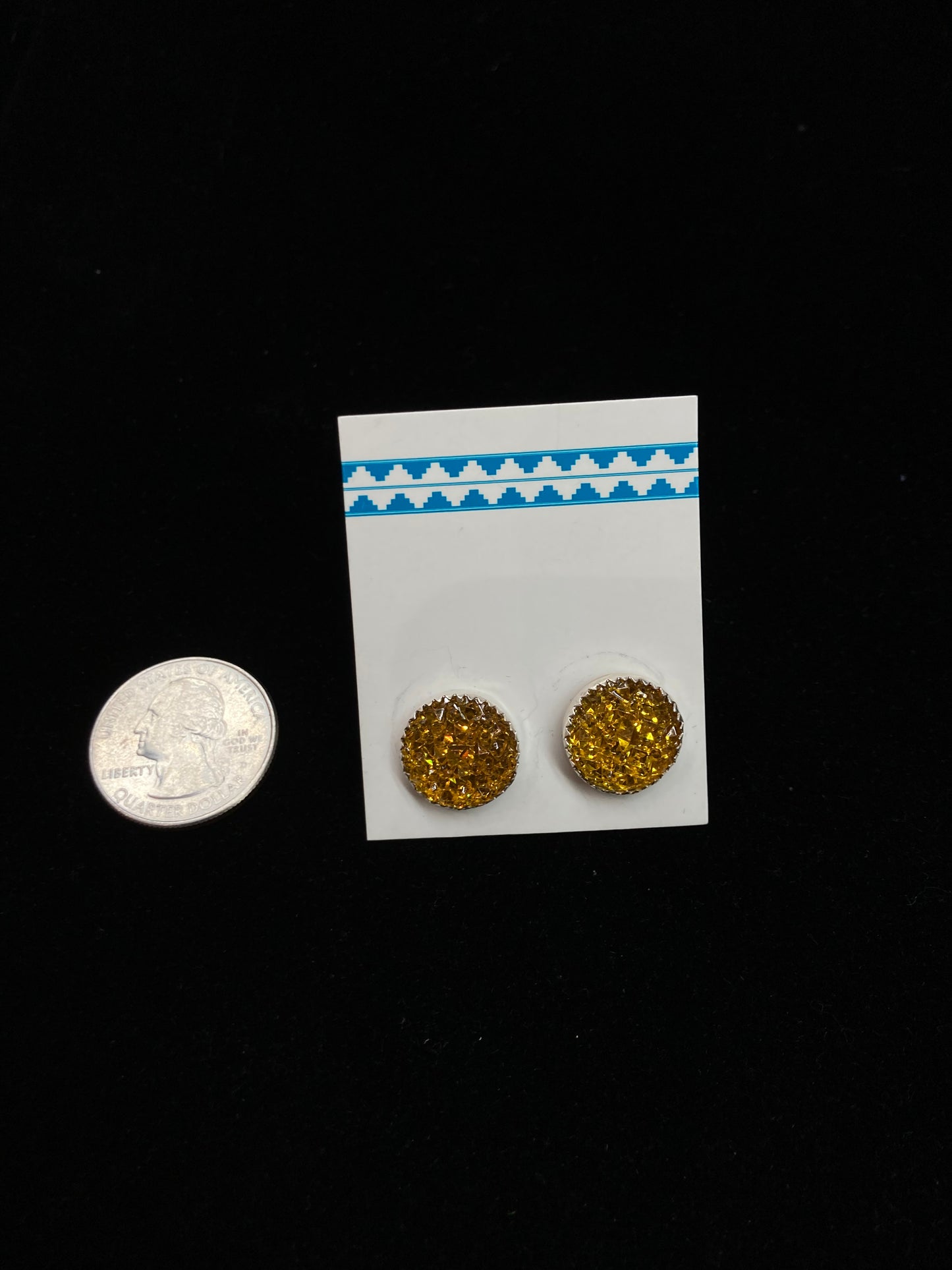 Yellow Acrylic Stone Post Earrings by Christina Jackson, Navajo
