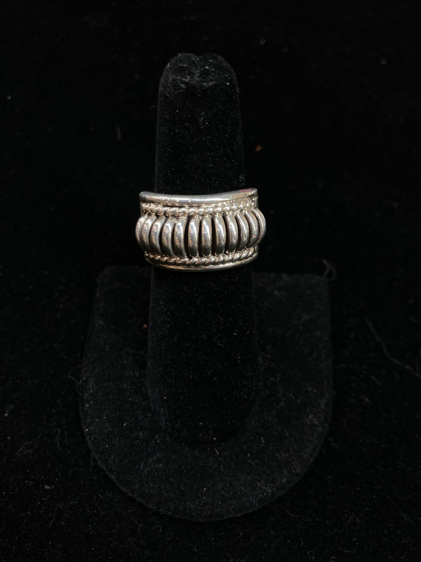 6.0 Sterling Silver Shrimp Tail Ring by Thomas Charley, Navajo