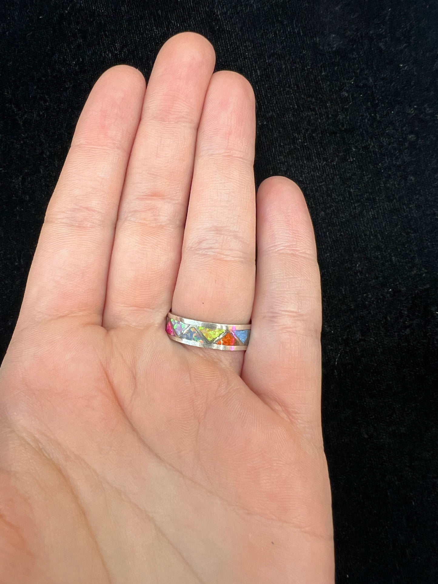 Opal Multi-Color Inlay Band Ring