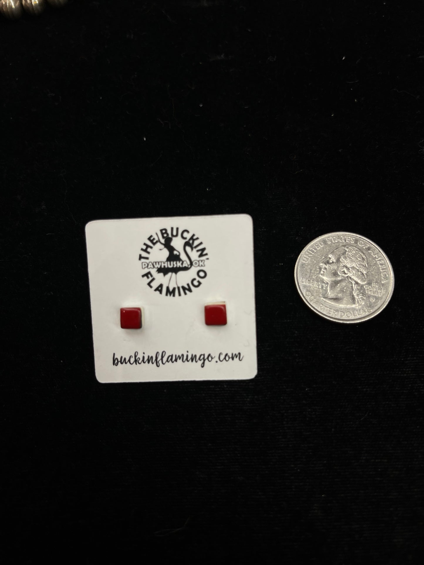 7x7mm Red Coral Square Stud Post Earrings