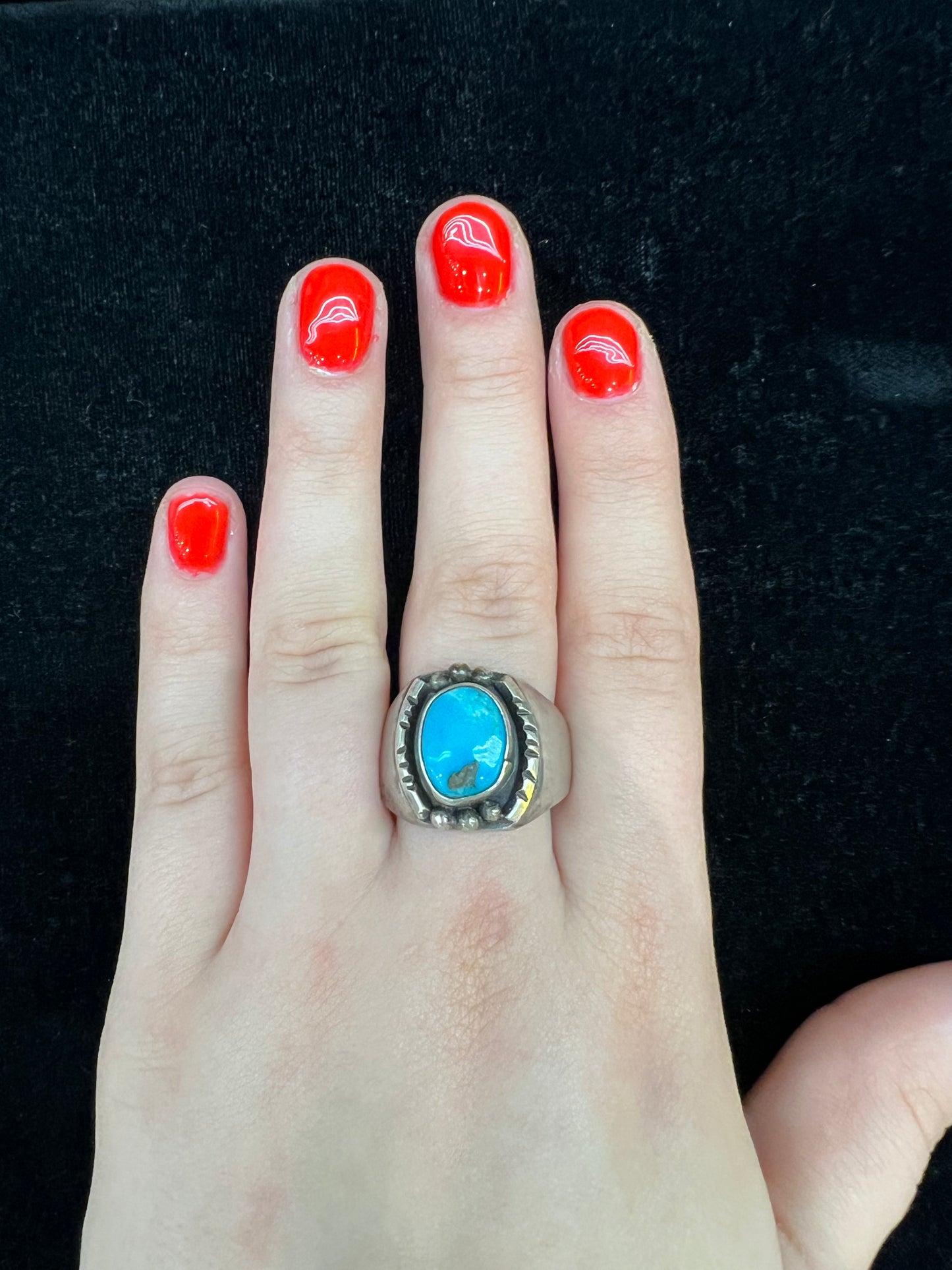 Vintage Kingman and Sterling Silver Big Ring (Size 13.0)