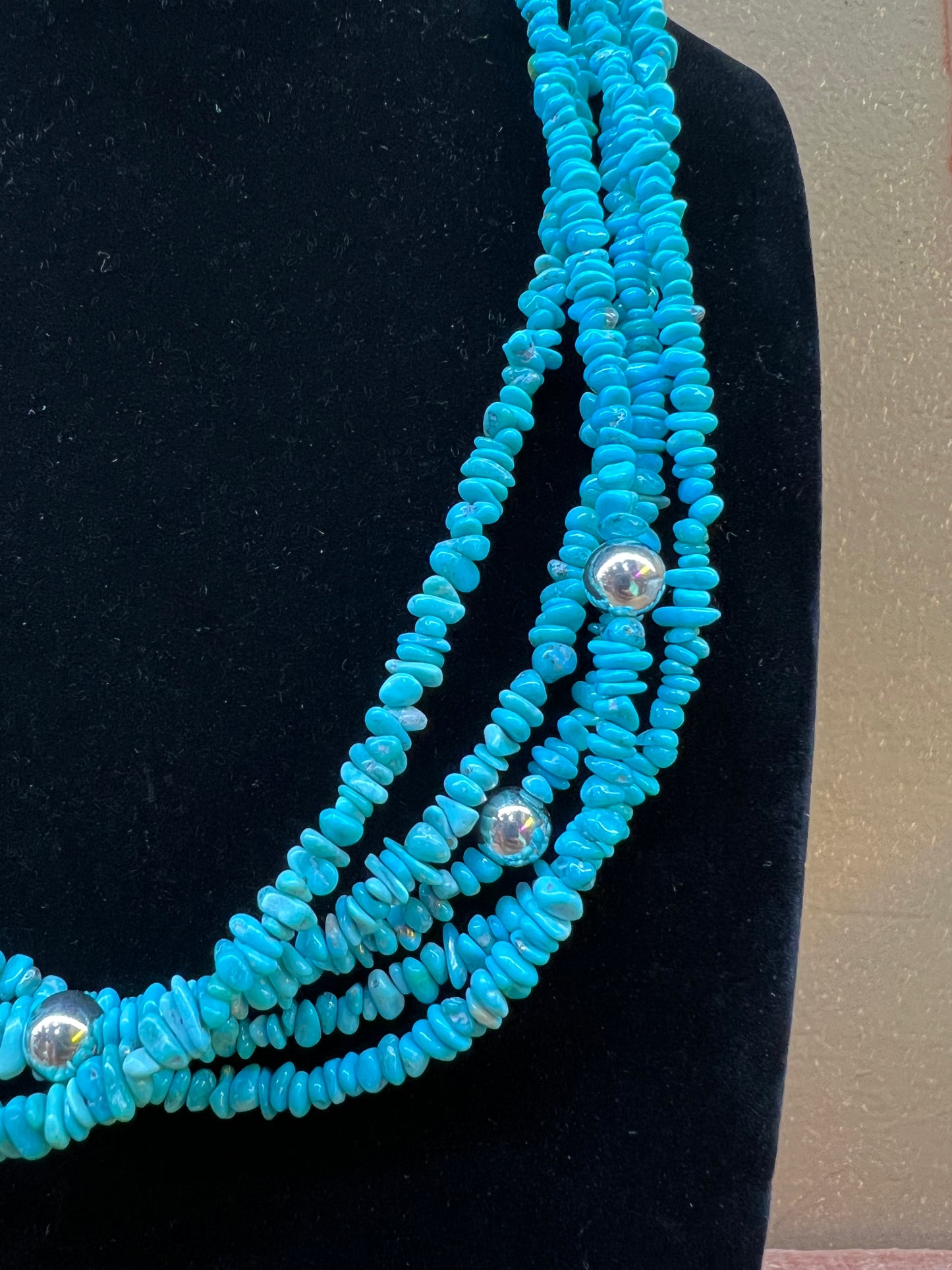 Natural Sleeping Beauty Turquoise Five Strand Necklace (22”)