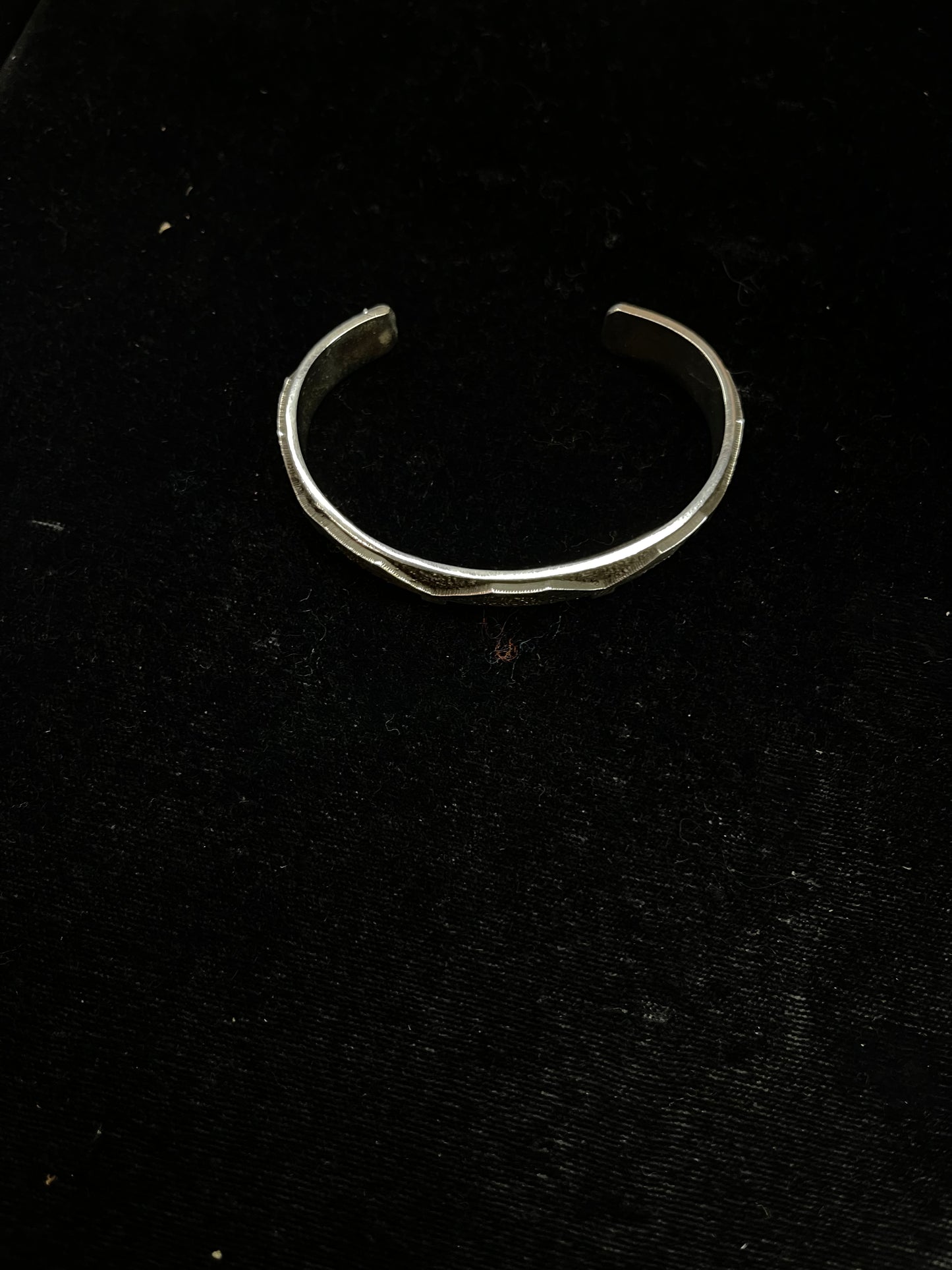 Sterling Silver Stamped Cuff Bracelet 5 1/2”-5 3/4” By Marie Jackson, Navajo