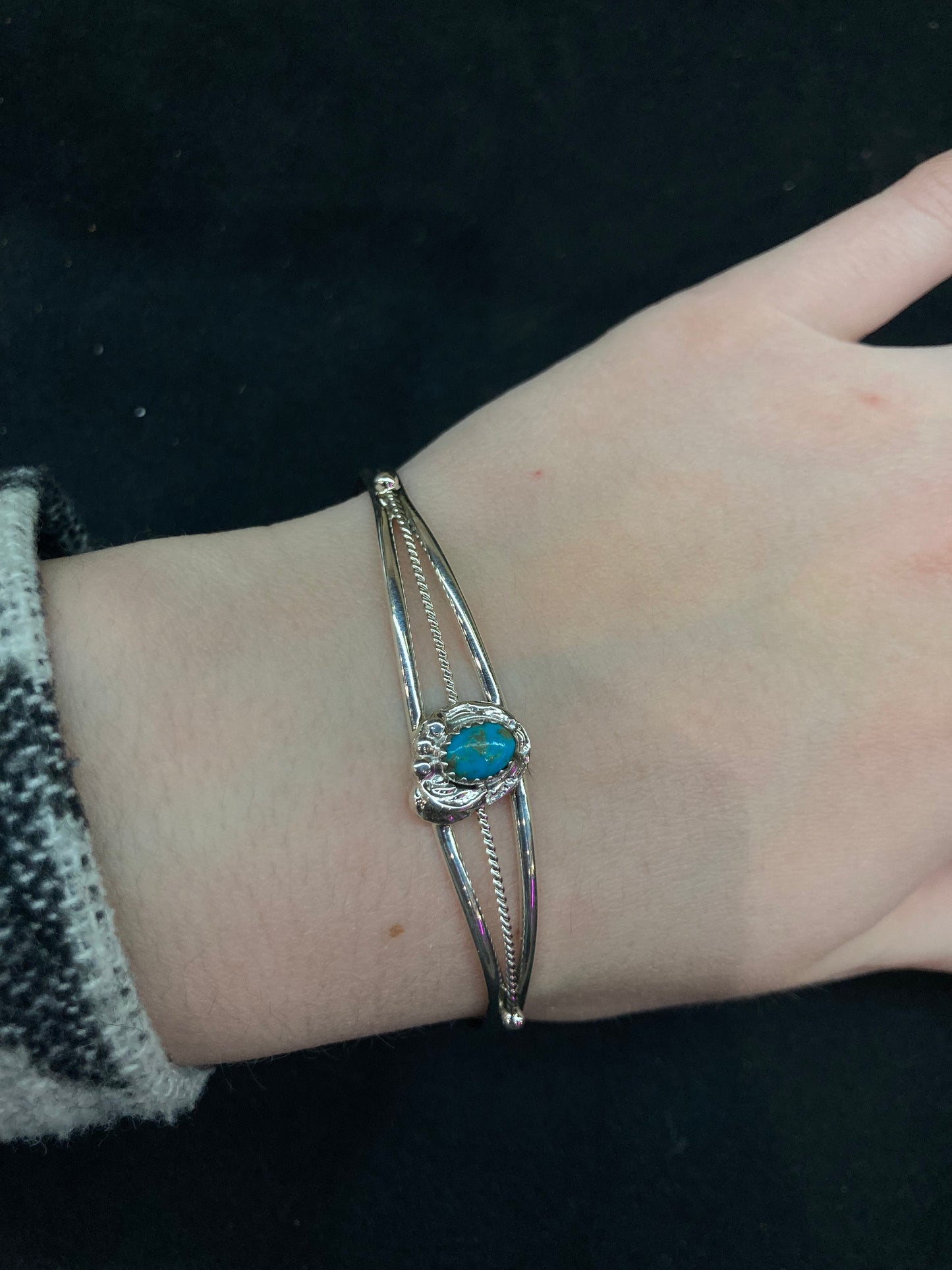 5 3/4”-6 3/4” Turquoise Cuff Bracelet by Judy Largo, Navajo