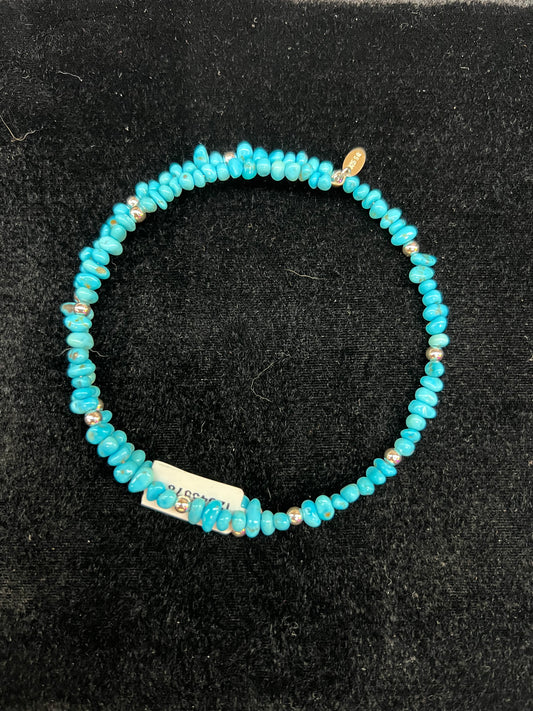 lot 71 3/17 Natural Sleeping Beauty Turquoise Memory Wire Choker