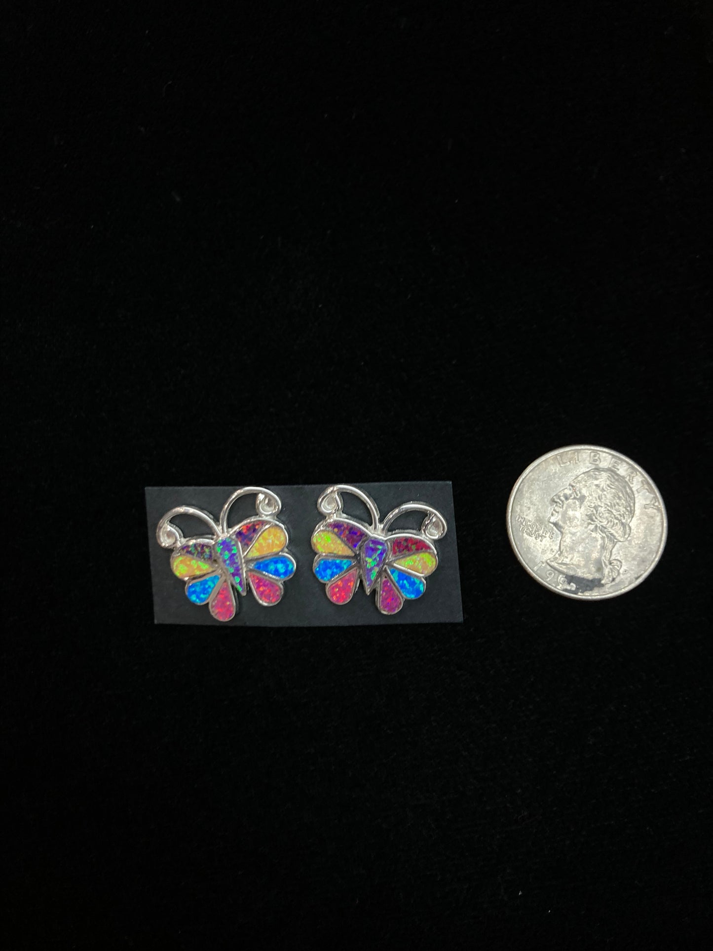 Rainbow Opal Butterfly Post Earrings by Emma Edaakie, Zuni