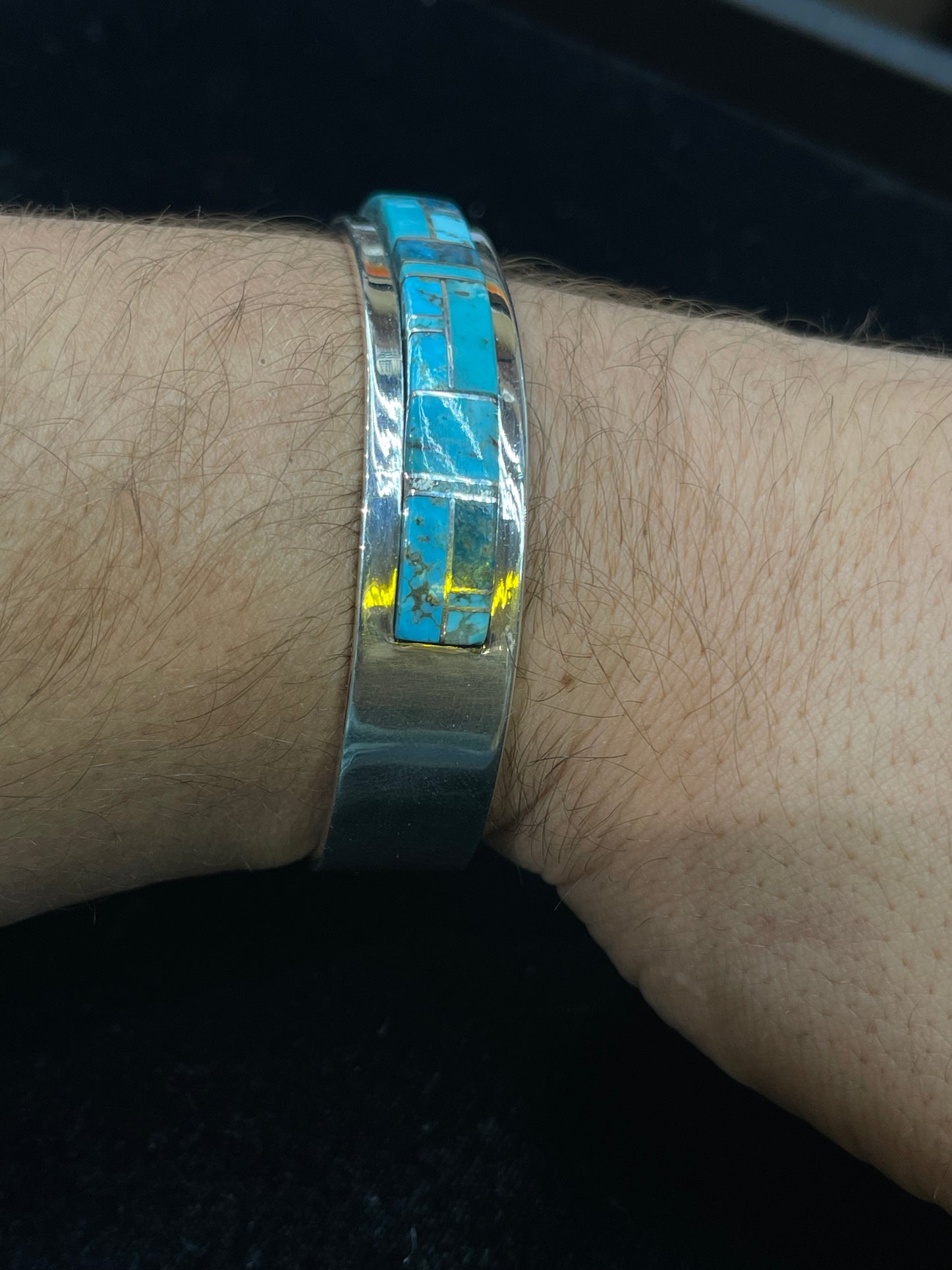 6 3/4" Kingman Turquoise Inlay Bracelet by Marie Jackson