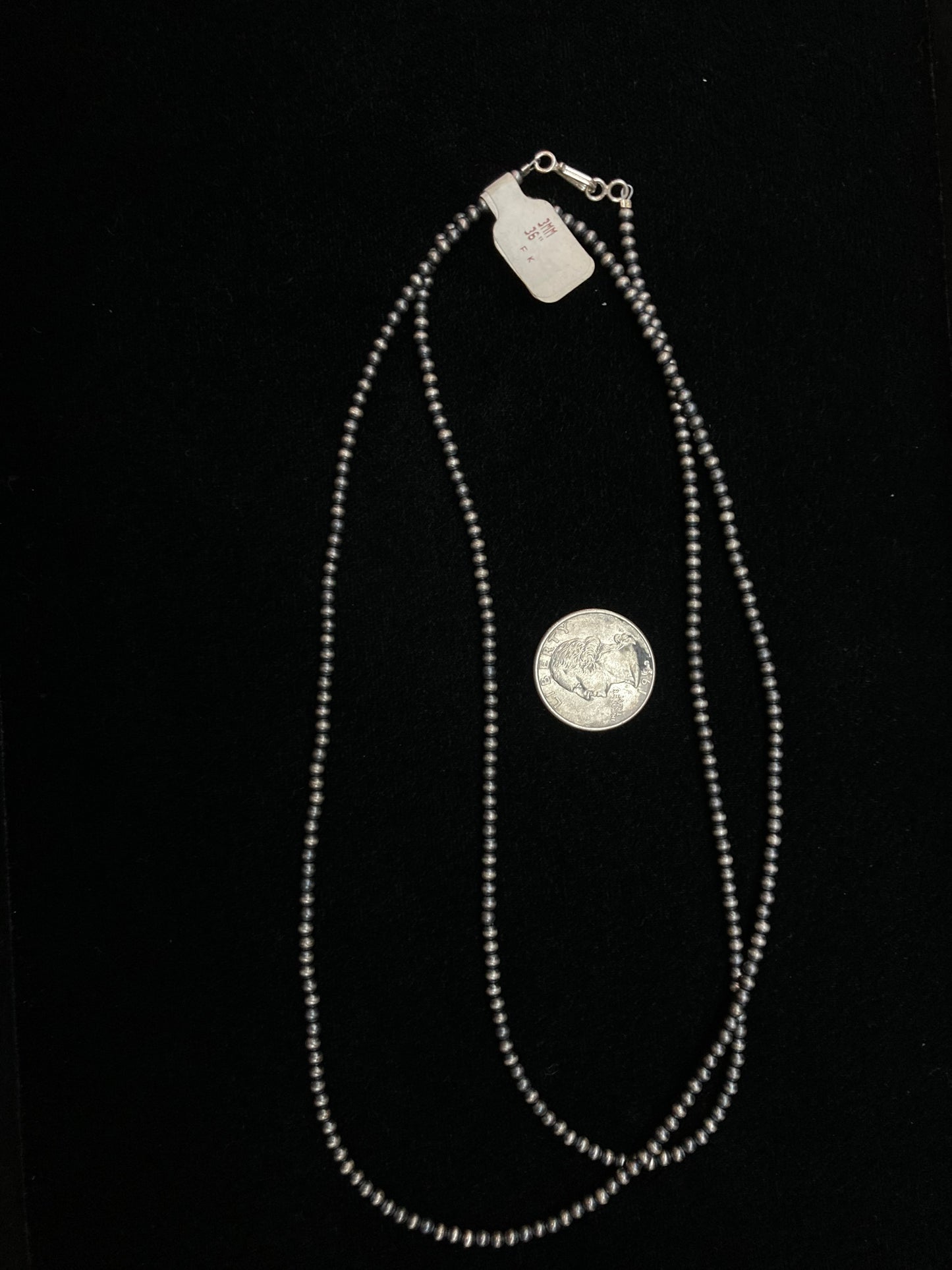 36" 3mm Navajo Style Pearls Necklace