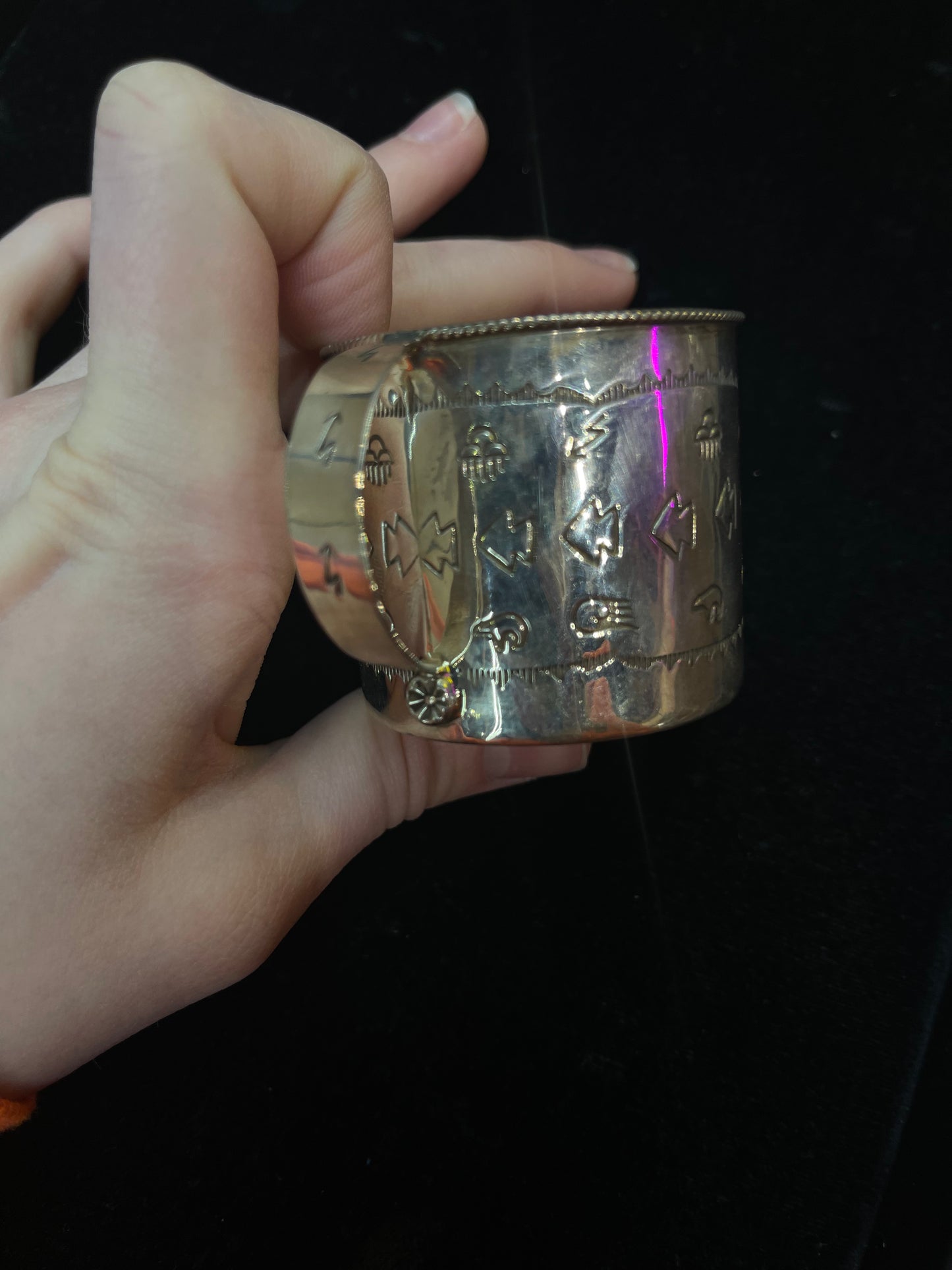 Sterling Silver and Turquoise Stamped Espresso Mug