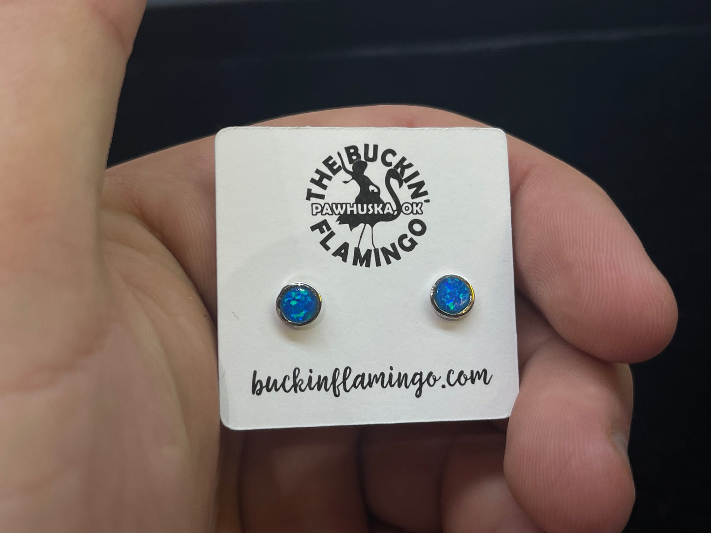 Blue Opal 5.5 mm Post Earrings