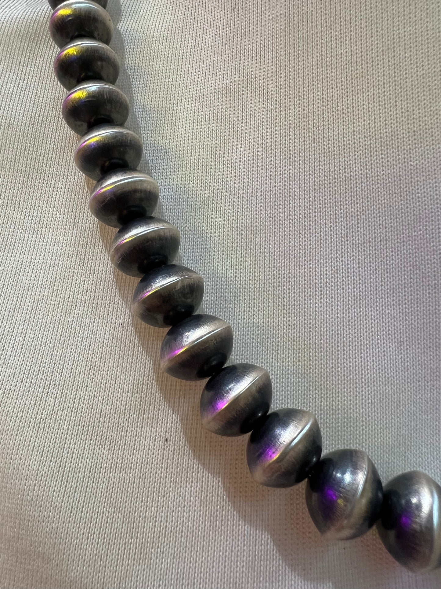 13 mm 20" Handmade Saucer Navajo Pearls by Preston Haley, Navajo