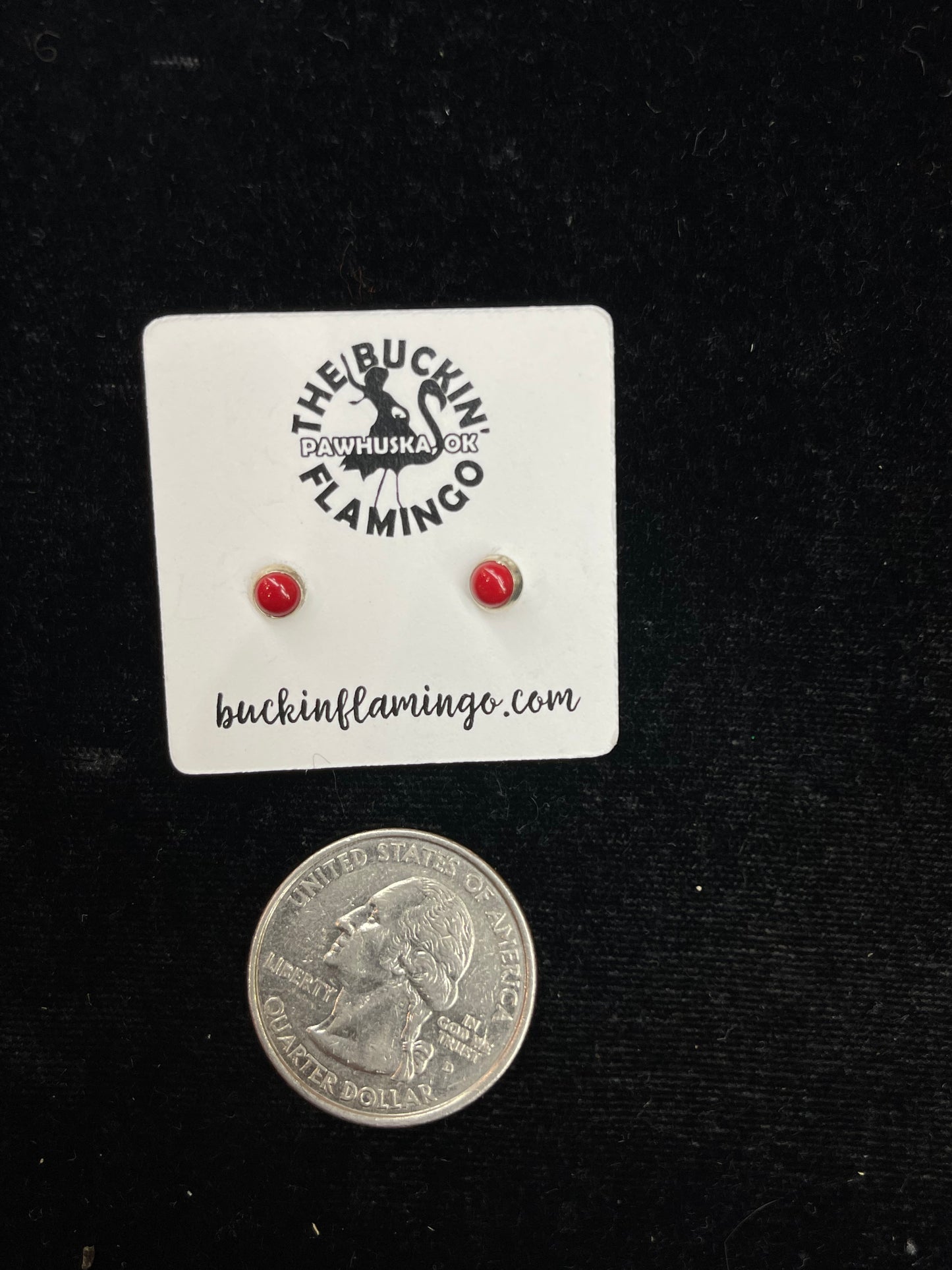 4.5mm Red Coral Round Stud Earrings