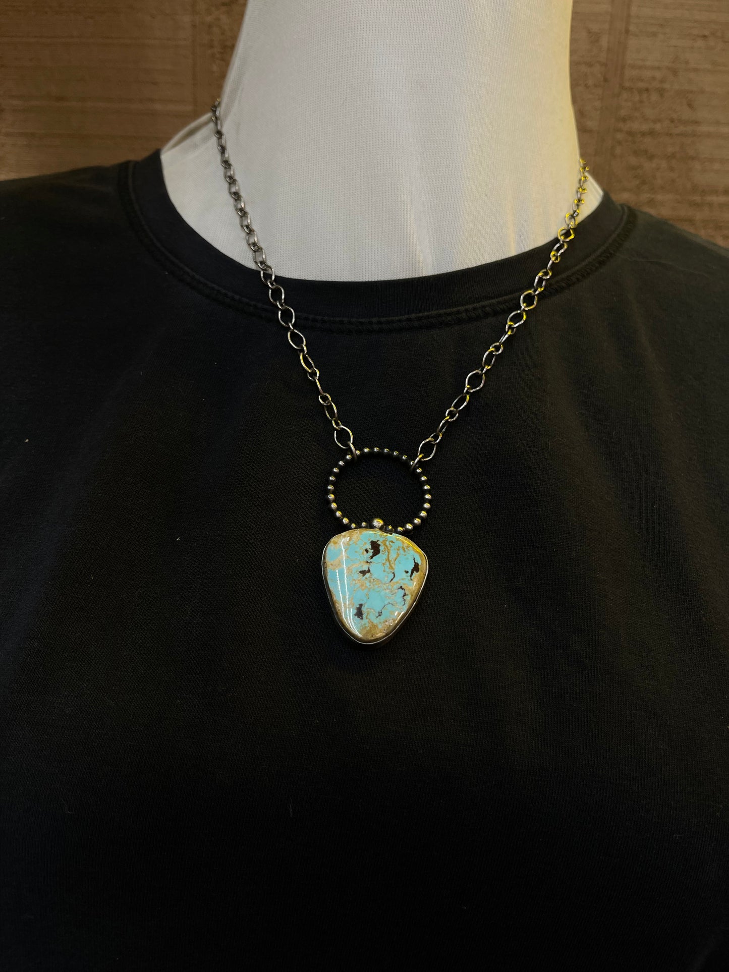 18" Cerrillos Turquoise Necklace By P. Yazzie, Navajo
