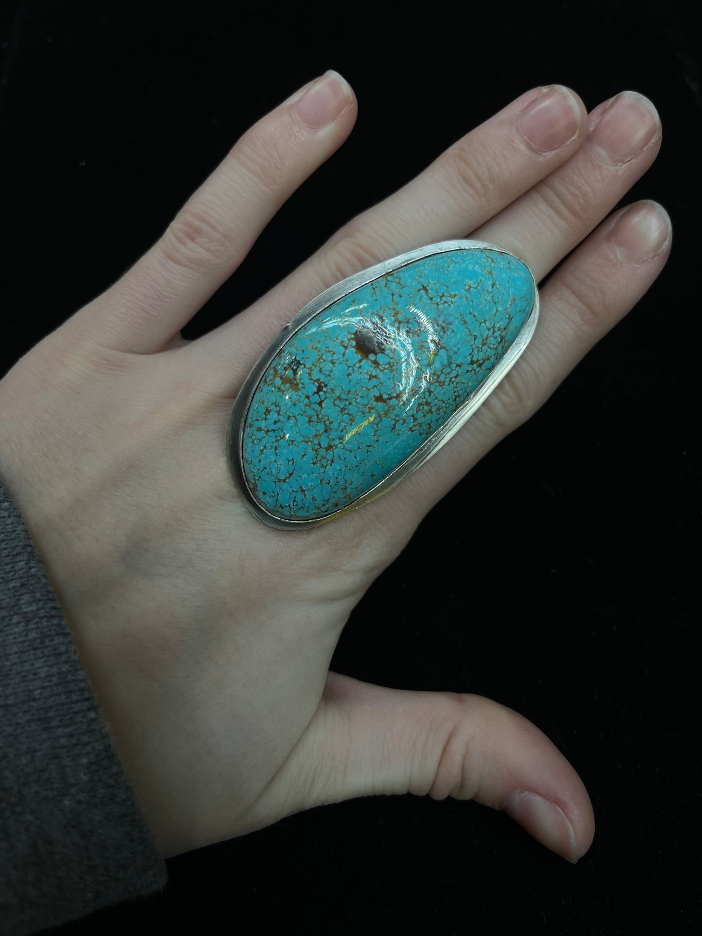 Adjustable Heavy Kingman Turquoise Ring By, Zia