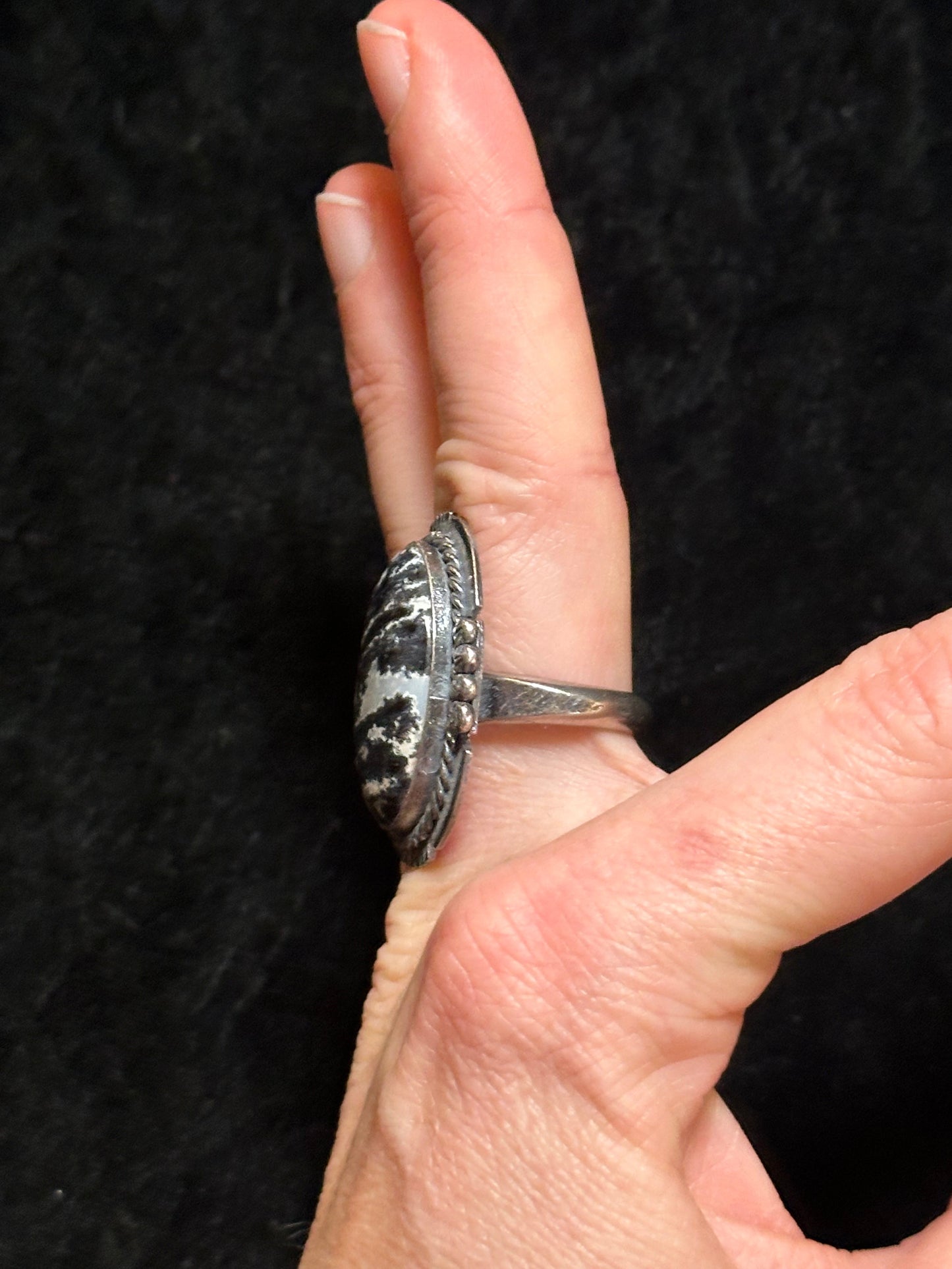 9.0 Zebra Jasper Ring by Gilbert Nez