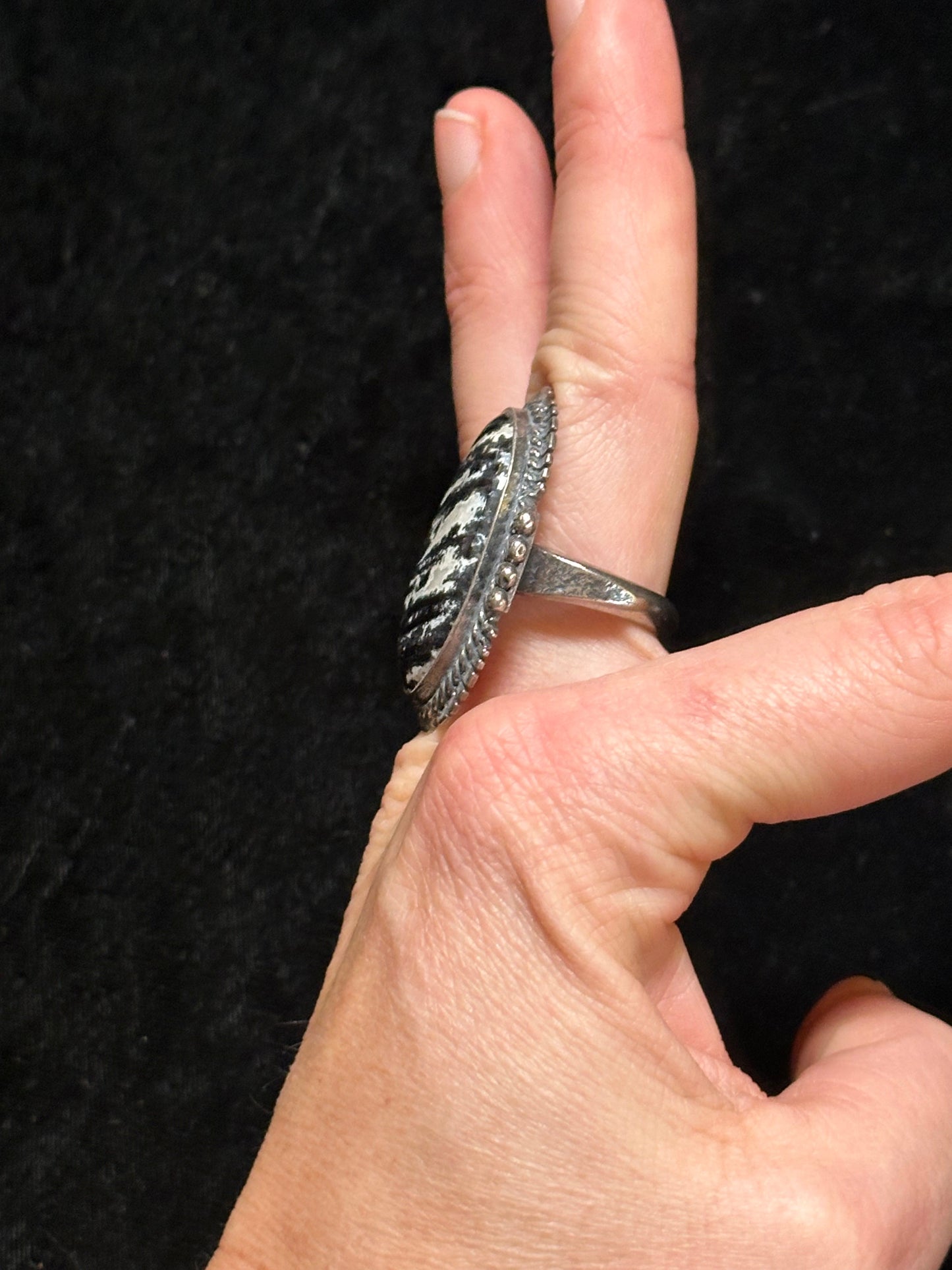 LOT 36 E 10/26 10.5 Zebra Jasper Ring by Gilbert Nez