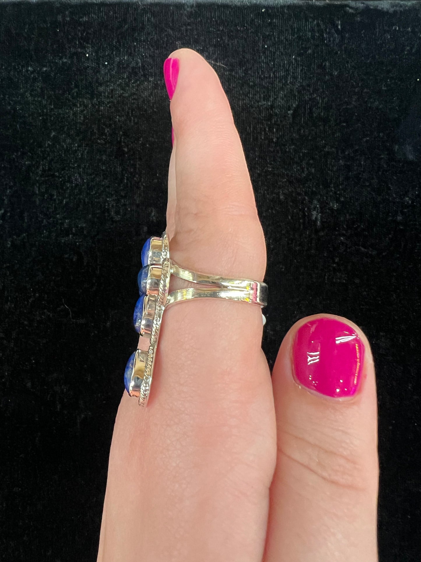 7.5 Blue Lapis Multi-Stone Cross Ring