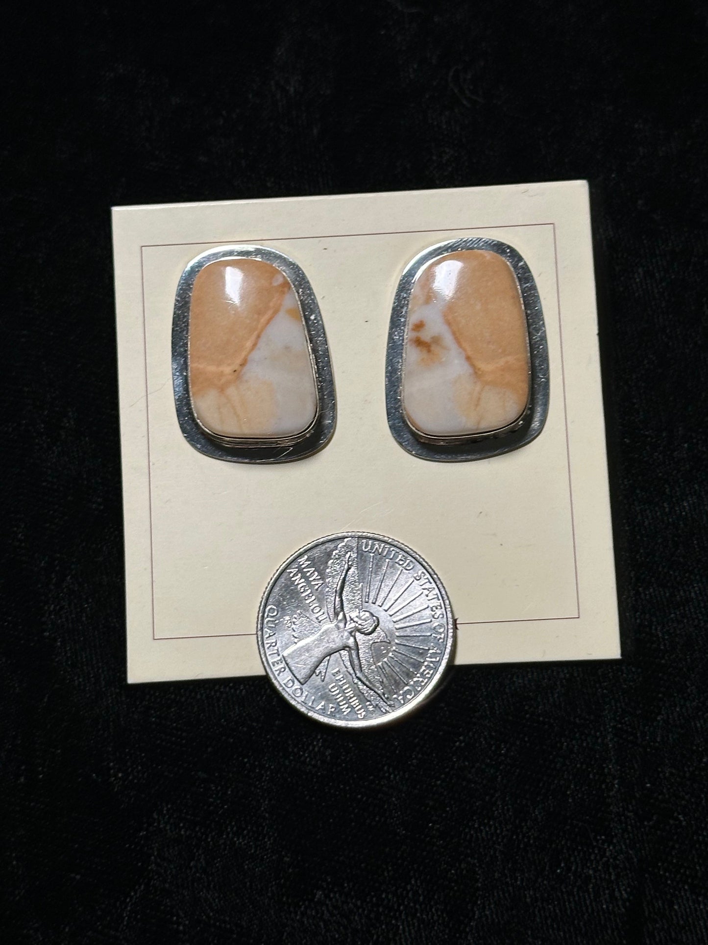 LOT 56 B 1/11 Melon Shell Post Earrings by Marie Jackson, Navajo