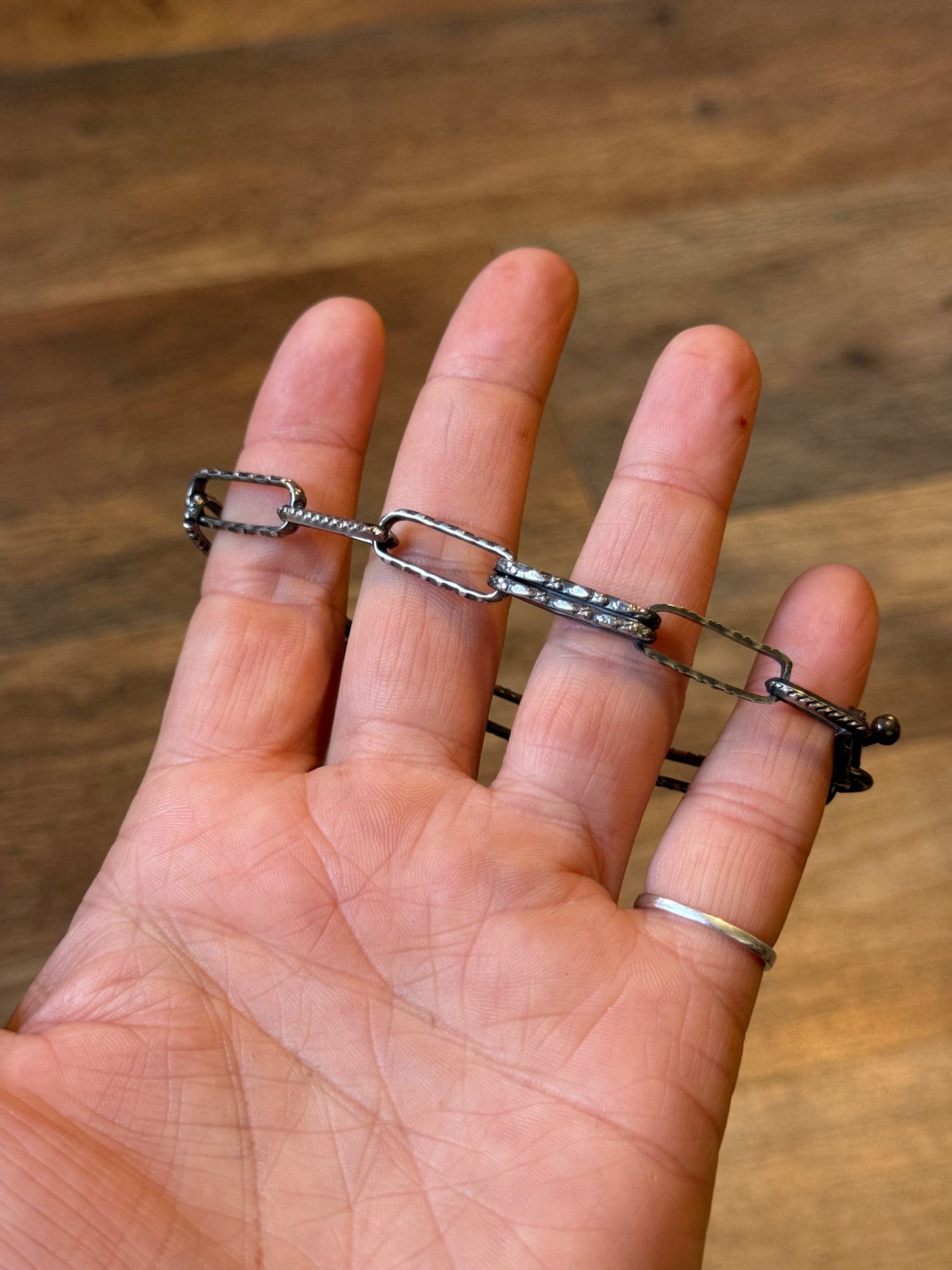 8" - 8.5" Handmade Paperclip Link Bracelet By Bad Bronc