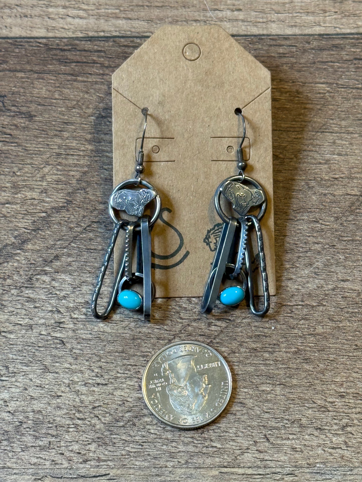 Bad Bronc Paperclip Chain Earrings with Turquoise