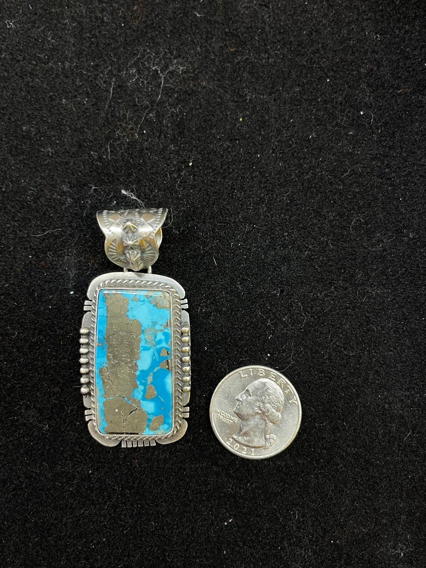 Turquoise Pendant with 12mm Bale by John Nelson, Navajo