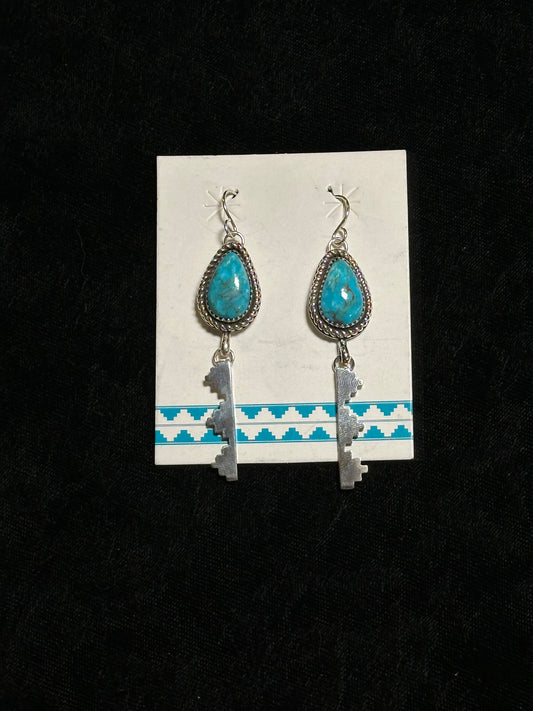 Kingman Turquoise Dangle Earrings by Christina Jackson, Navajo