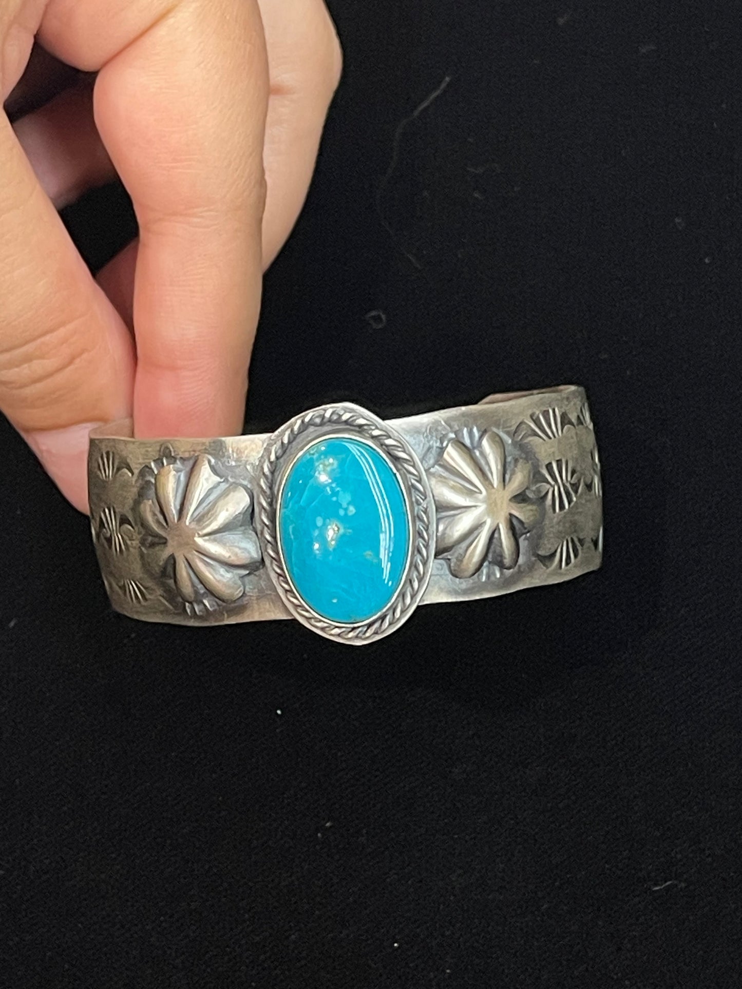 6 1/4"- 6 1/2" Cripple Creek Turquoise Cuff by Gilbert Nez, Navajo