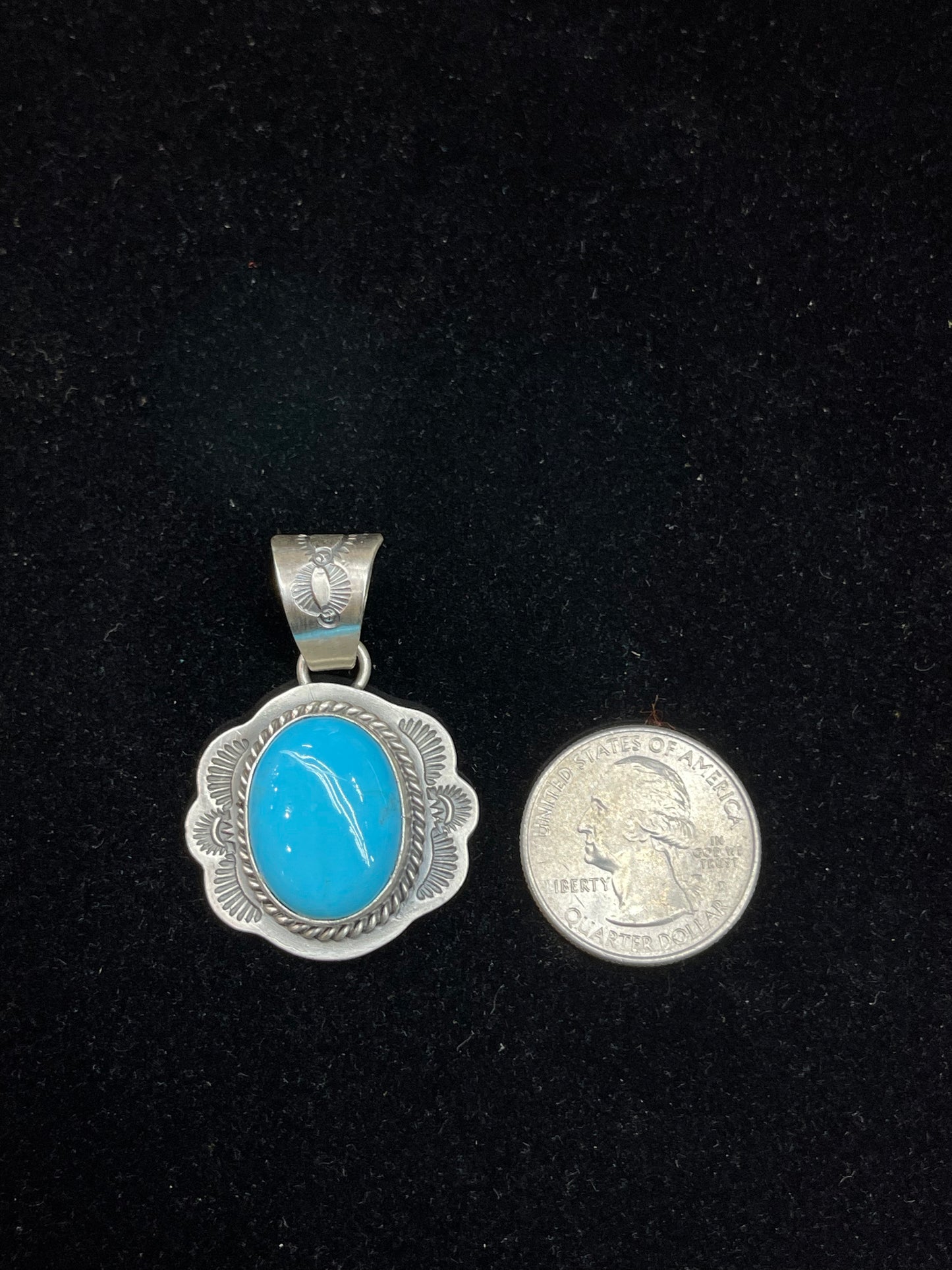 Sleeping Beauty Turquoise Pendant with 9mm Bale by John Nelson, Navajo