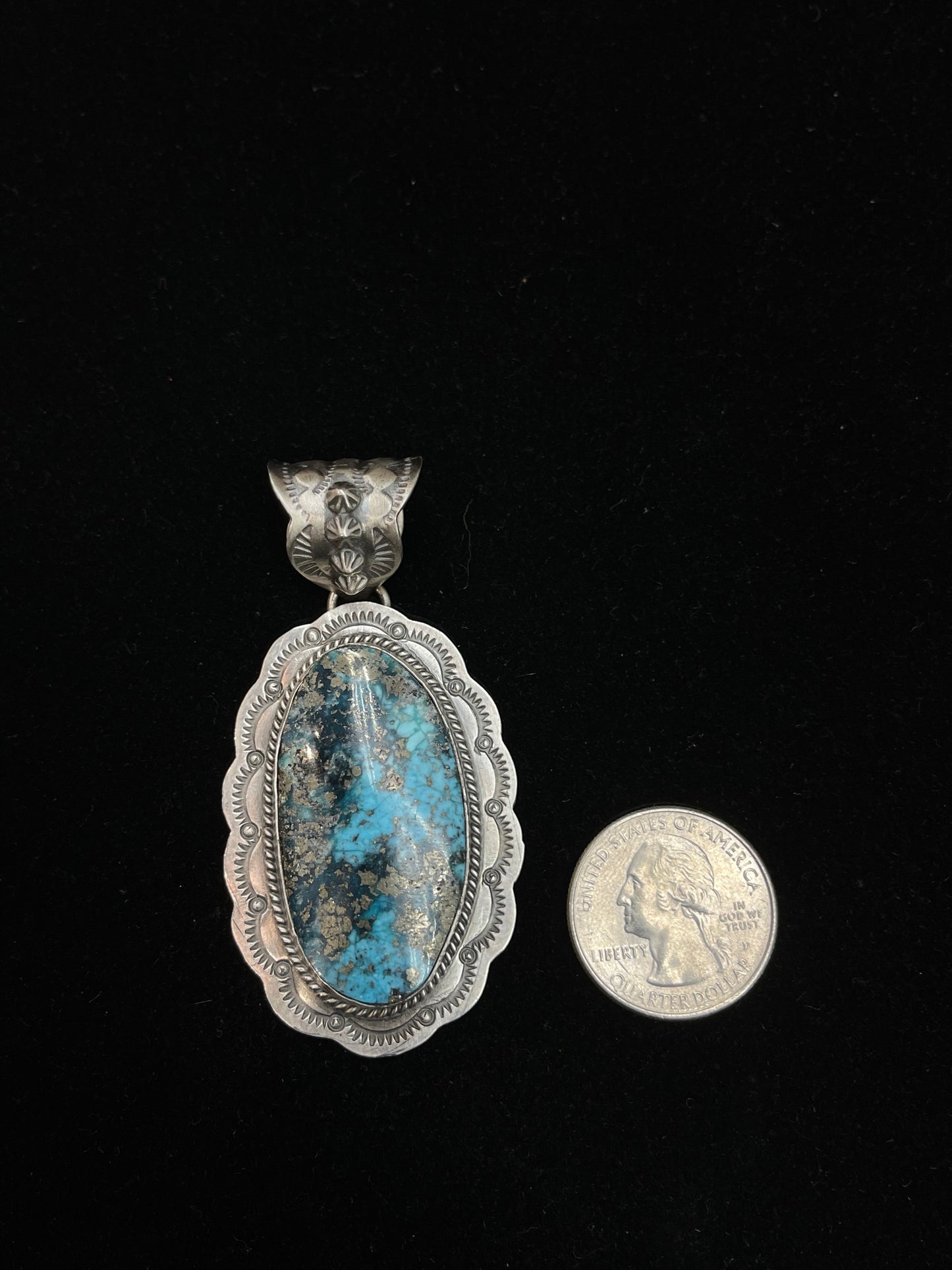 Kingman Turquoise Pendant by John Nelson, Navajo