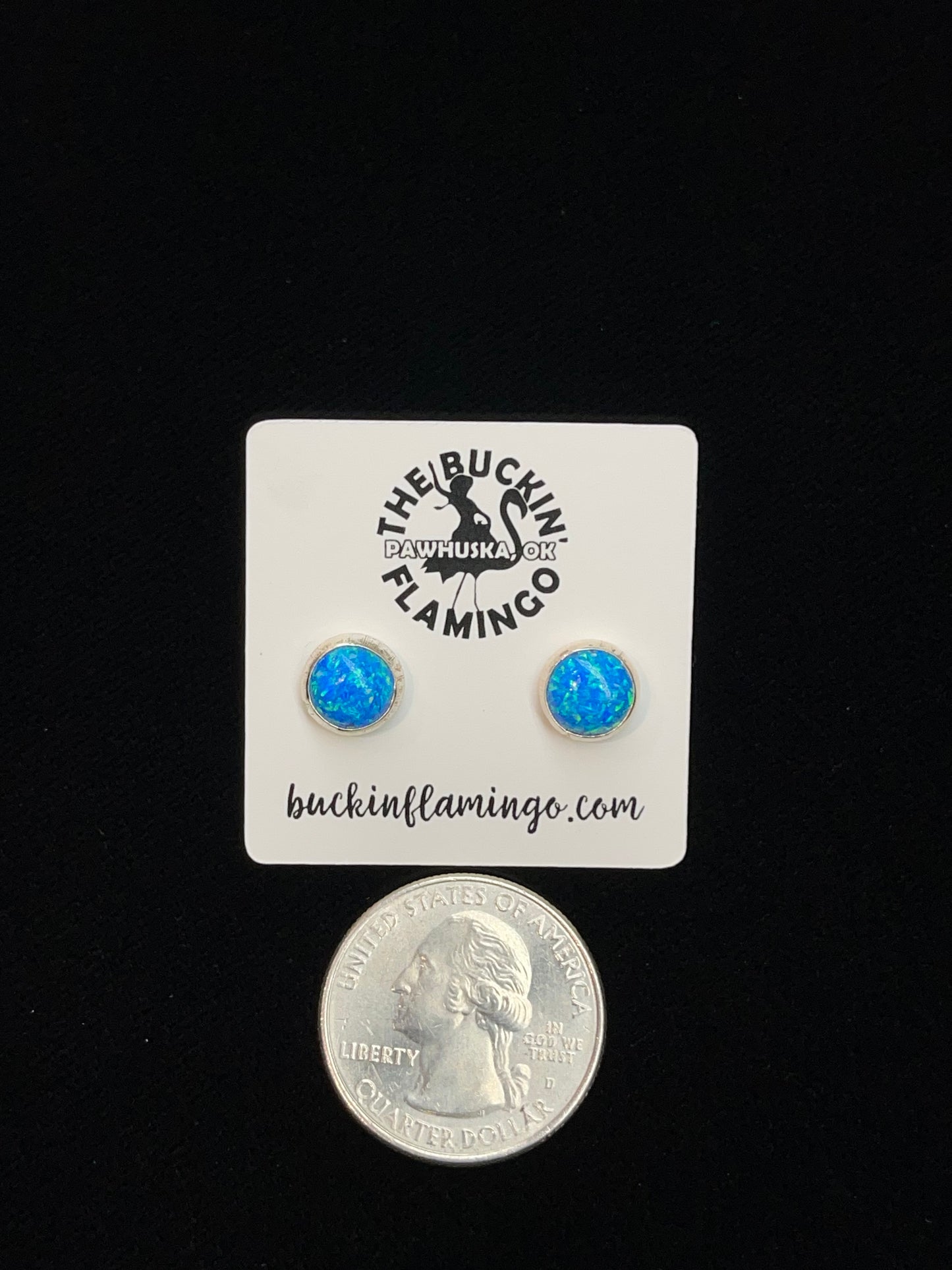 Dark Blue Opal 8.5 mm Post Earrings