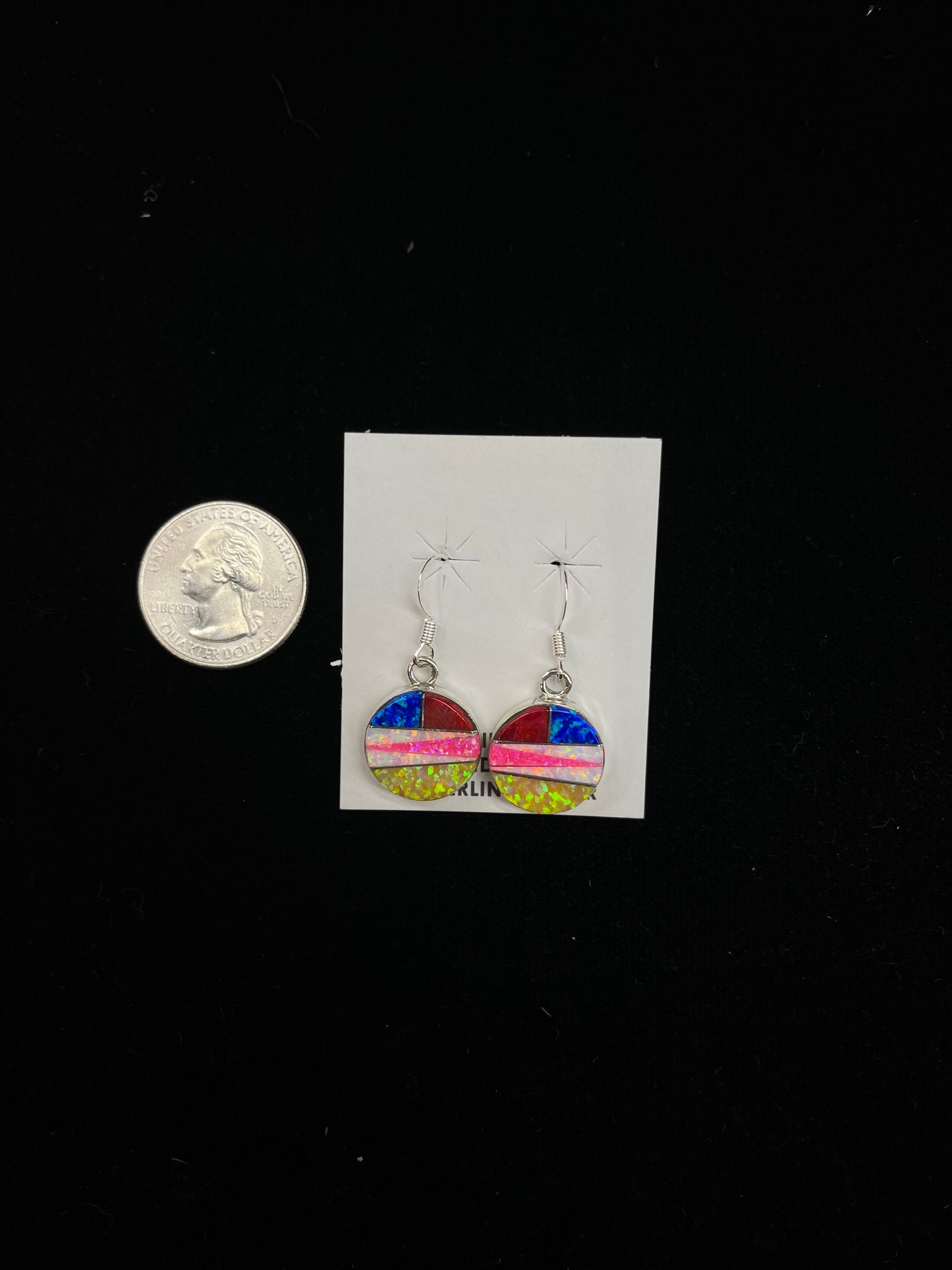 Opal Inlay Dangle Earrings by Tom Yazzie, Navajo