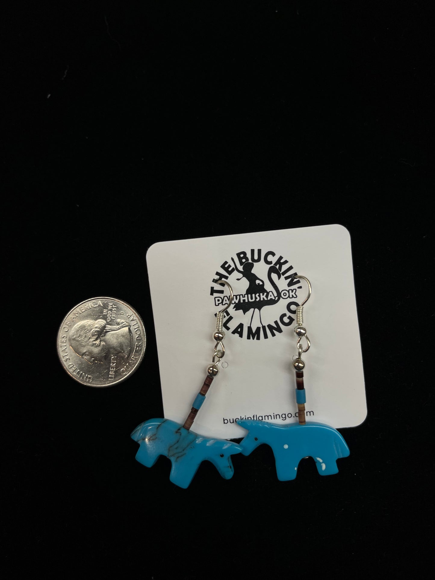 Turquoise Horse Dangle Earrings by Delores Nieto, Santo Domingo