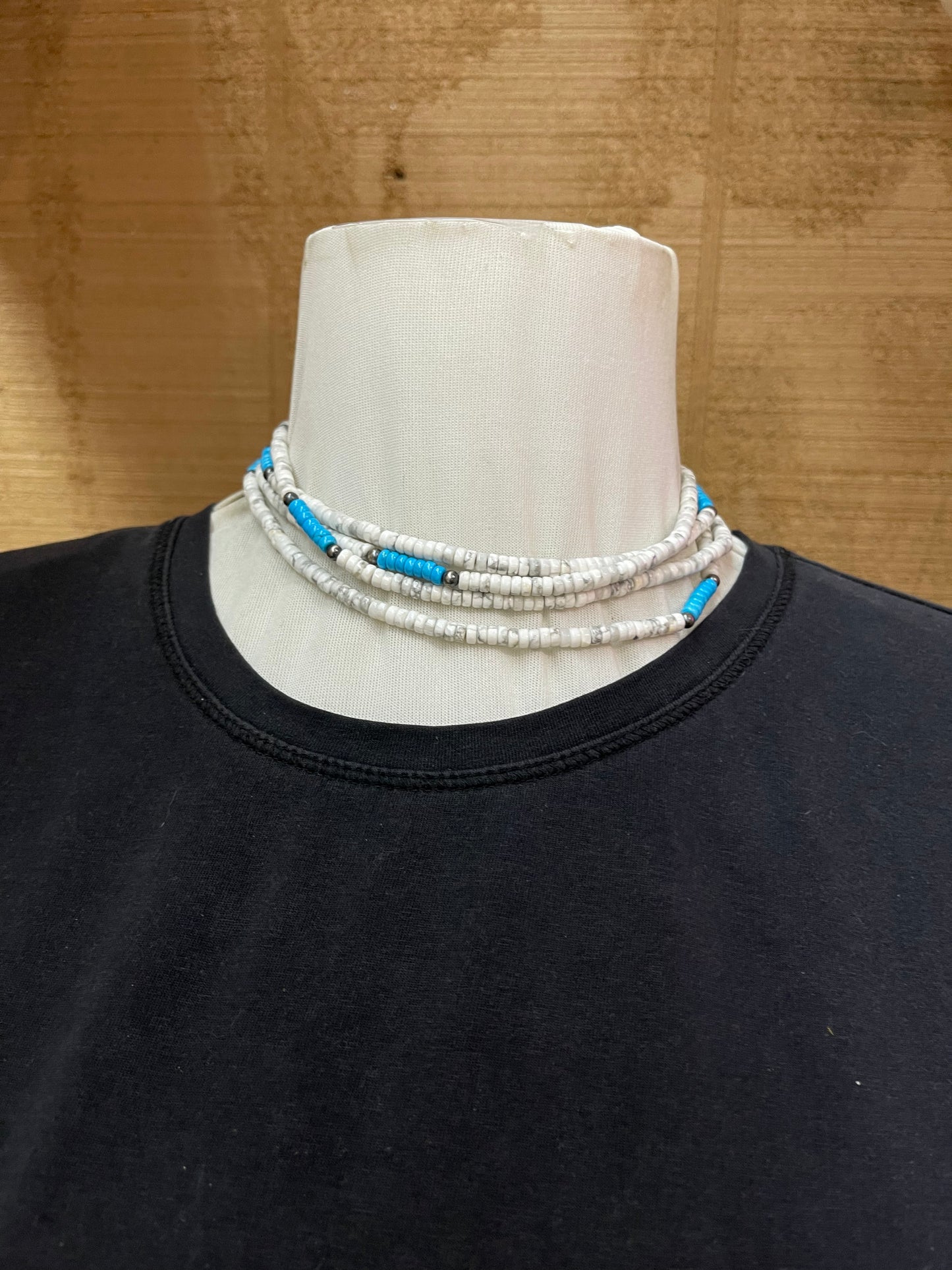 60" Howlite with Turquoise Necklace