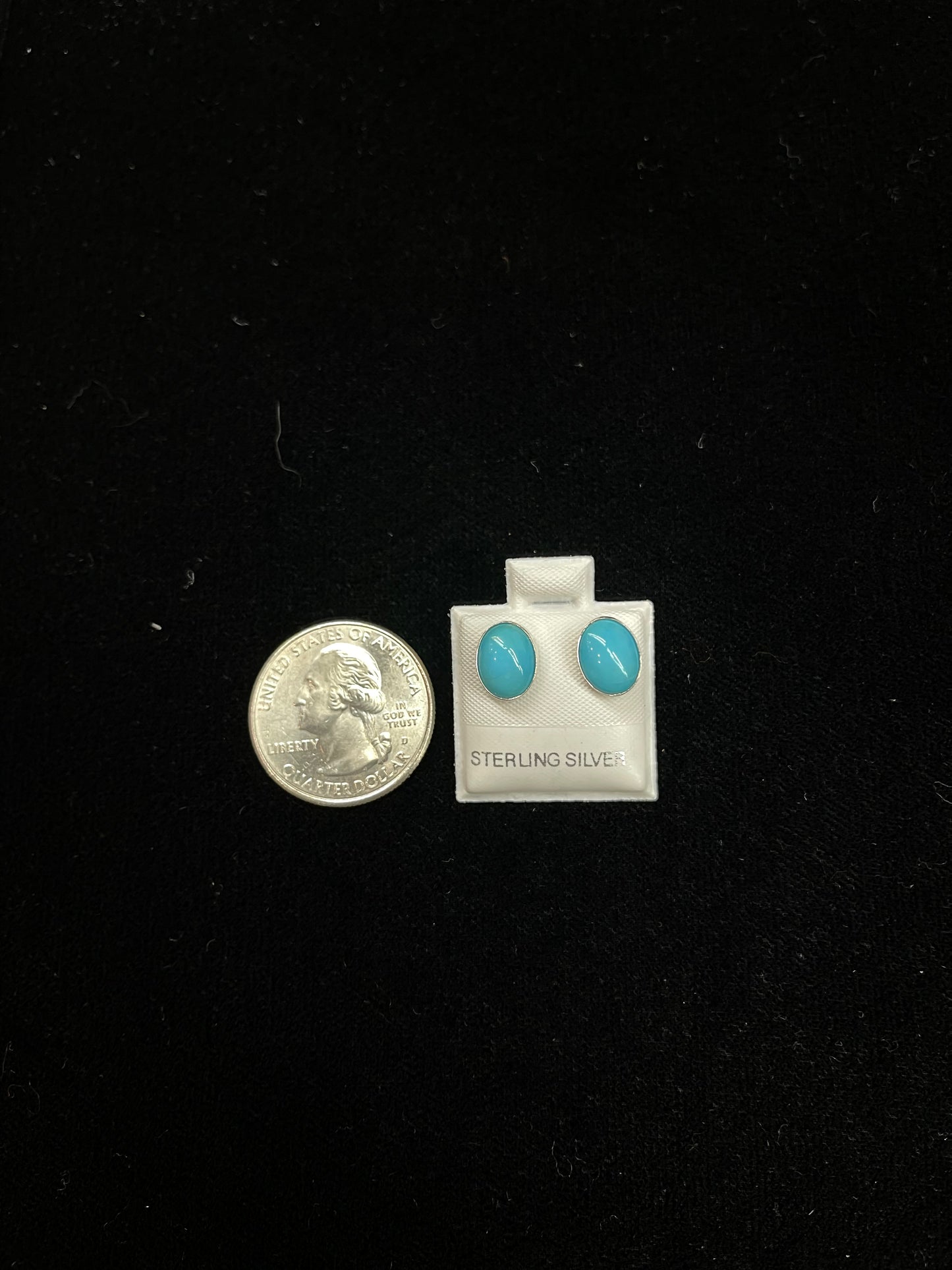 7.5 mm Sleeping Beauty Turquoise Oval Post Earrings