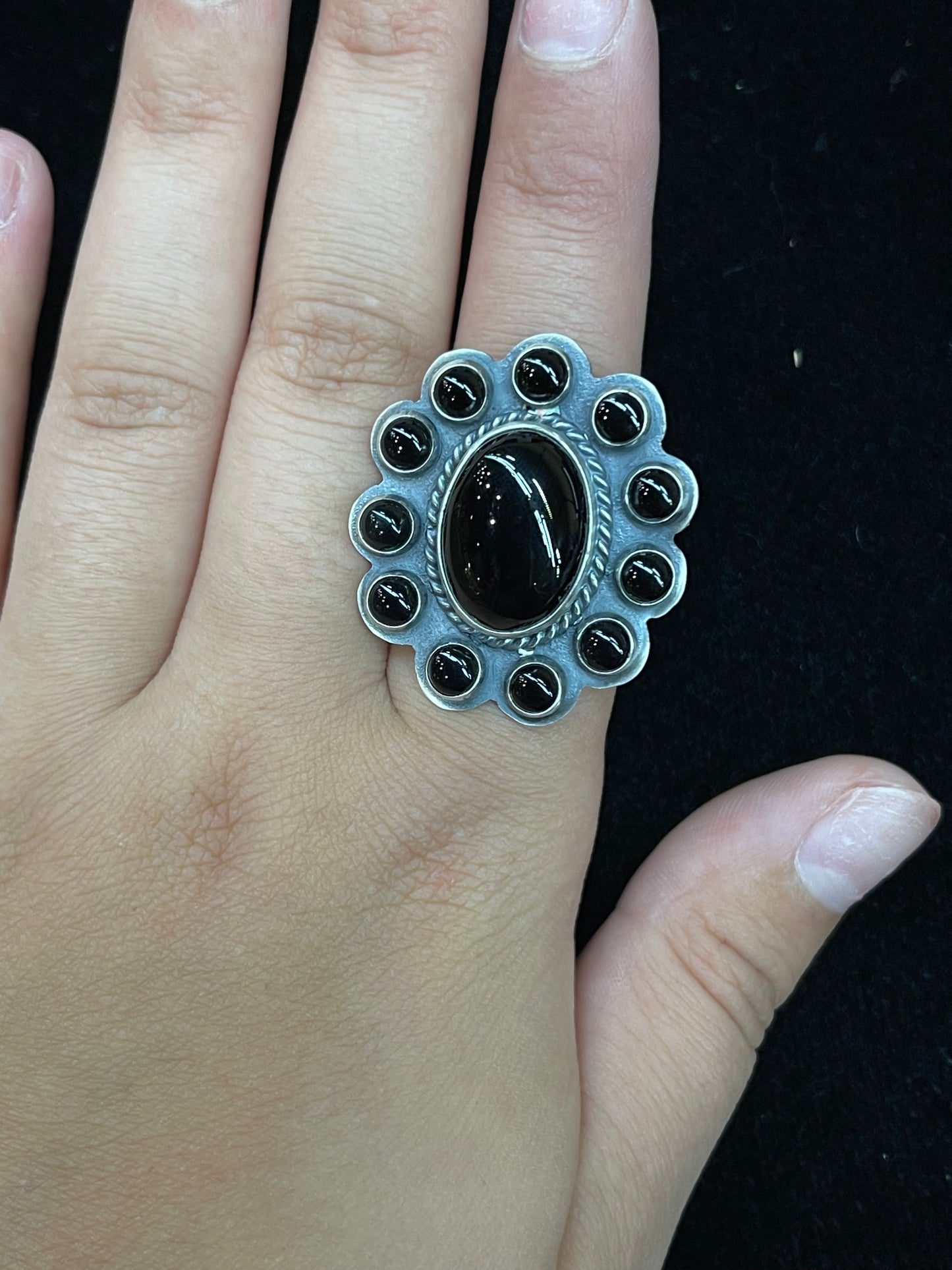 8.0 Black Onyx Cluster Ring