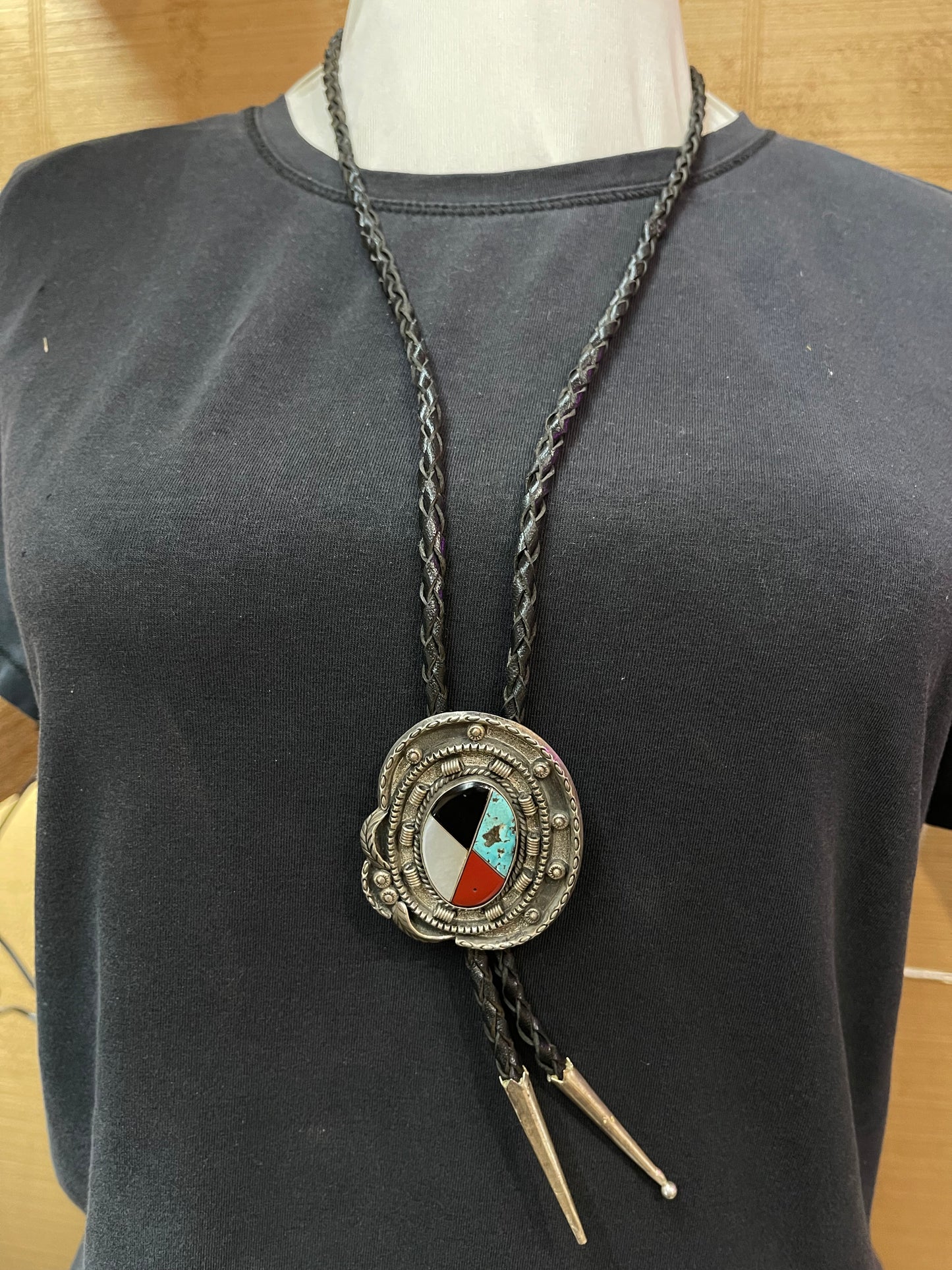 Multi Stoned Inlay Vintage Bolo Tie