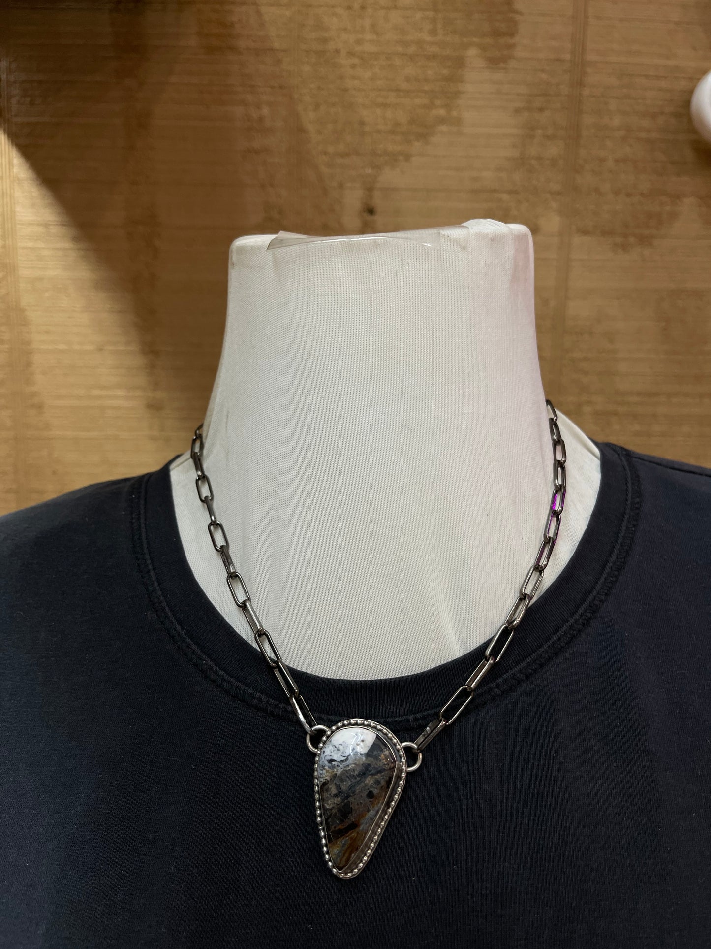 17" White Buffalo Teardrop Necklace