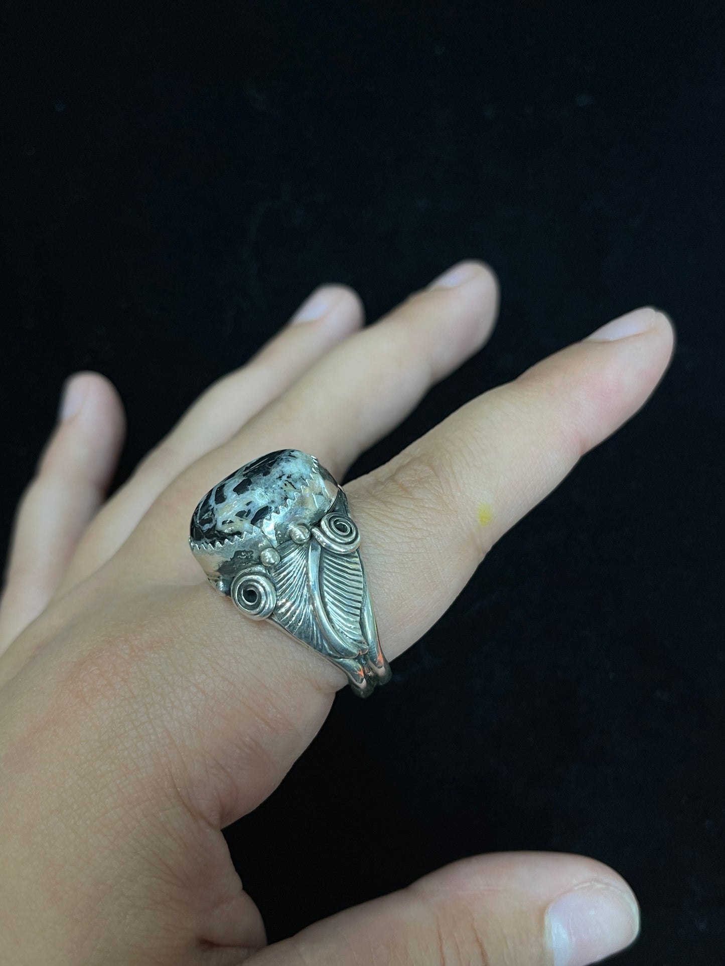 12.5 White Buffalo Ring by D.M, Navajo
