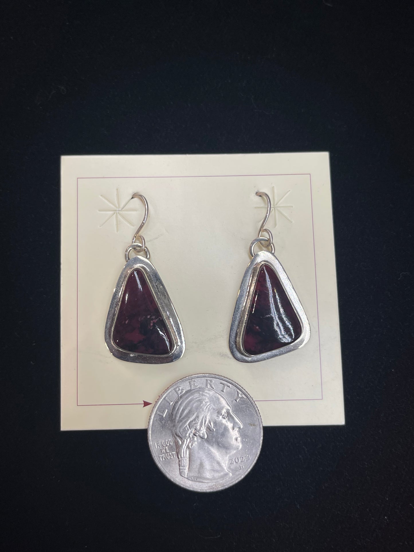 Purple Spiny Oyster Dangle Earrings by Marie Jackson, Navajo
