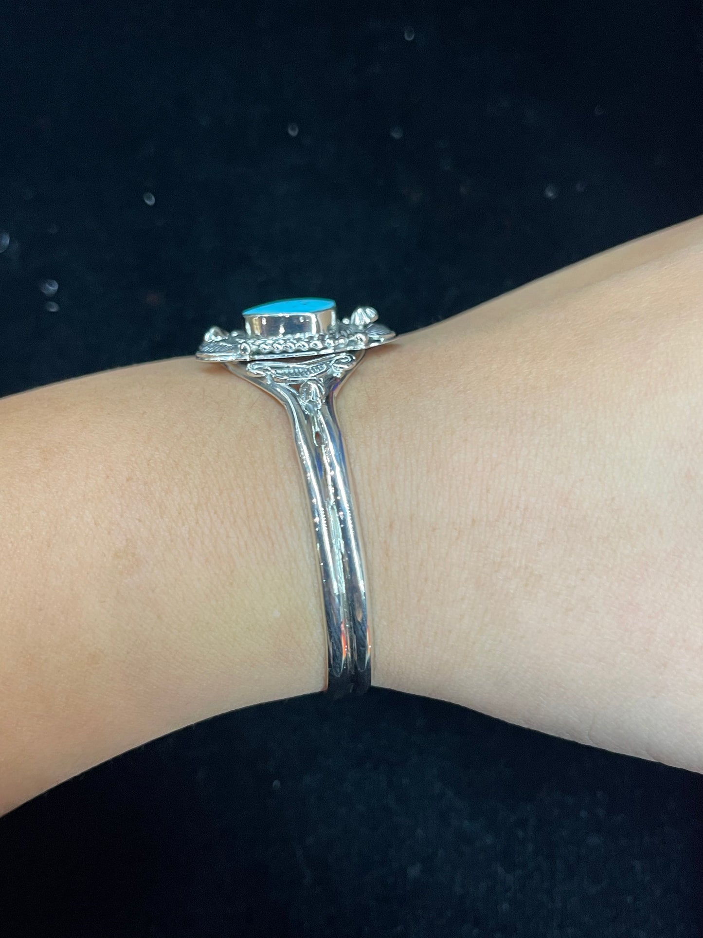 6"-7" Sterling Silver Cuff with Turquoise Stone by Jimmy Garcia, Navajo
