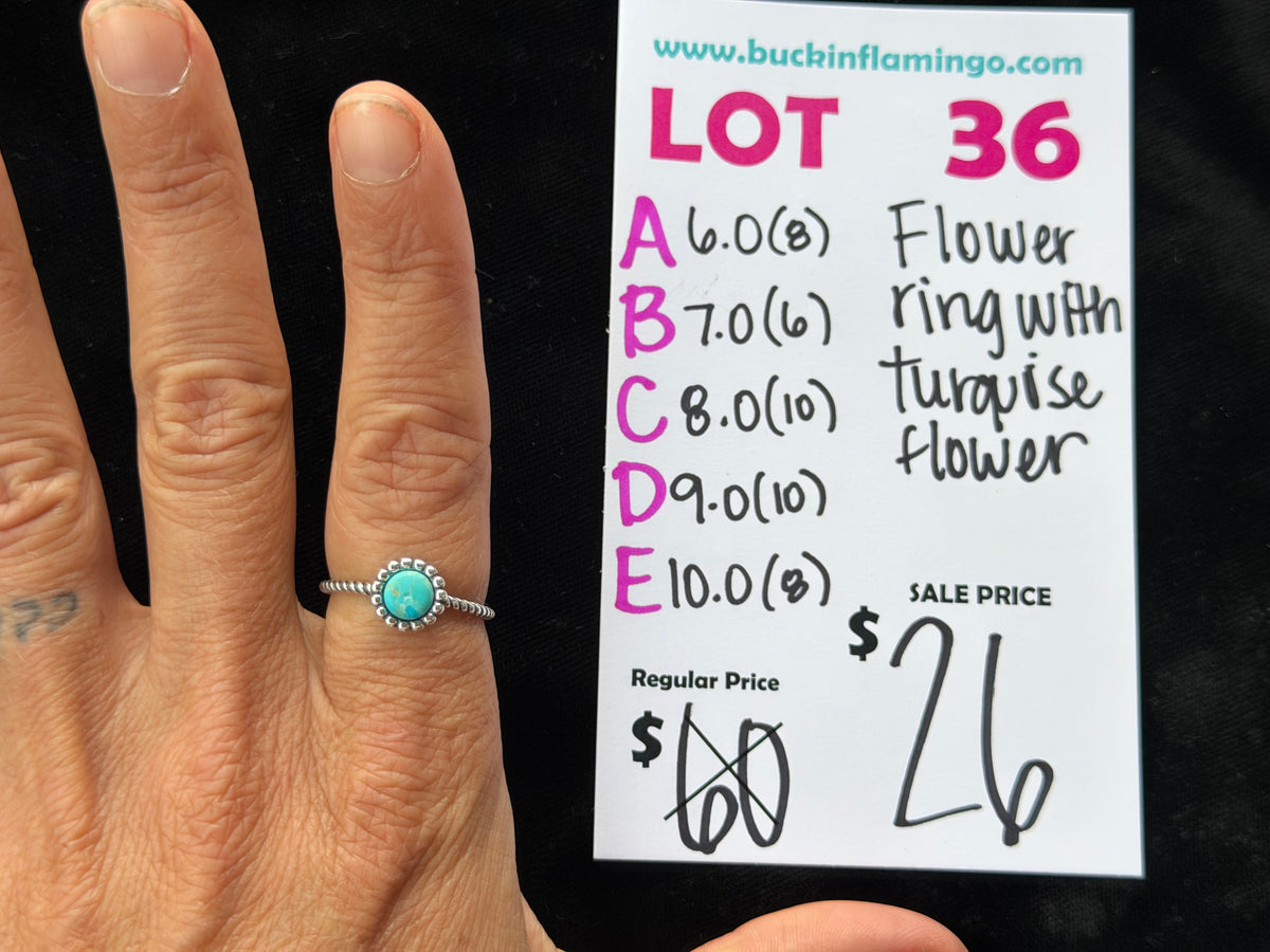 LOT 36 D 10/25 Flower Ring with Turquoise Flower